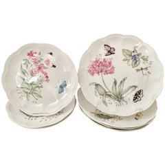 1990s Dinnerware Plates "Butterfly Meadow" Set of Seven by, Lenox