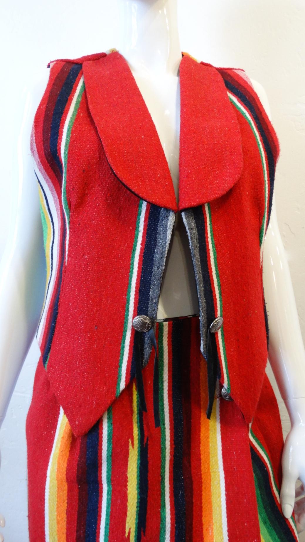 Red 1990s DION Western Wear Serape Outfit 