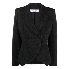 Vintage 1990s Dior Evening Black Suit Jacket and Skirt