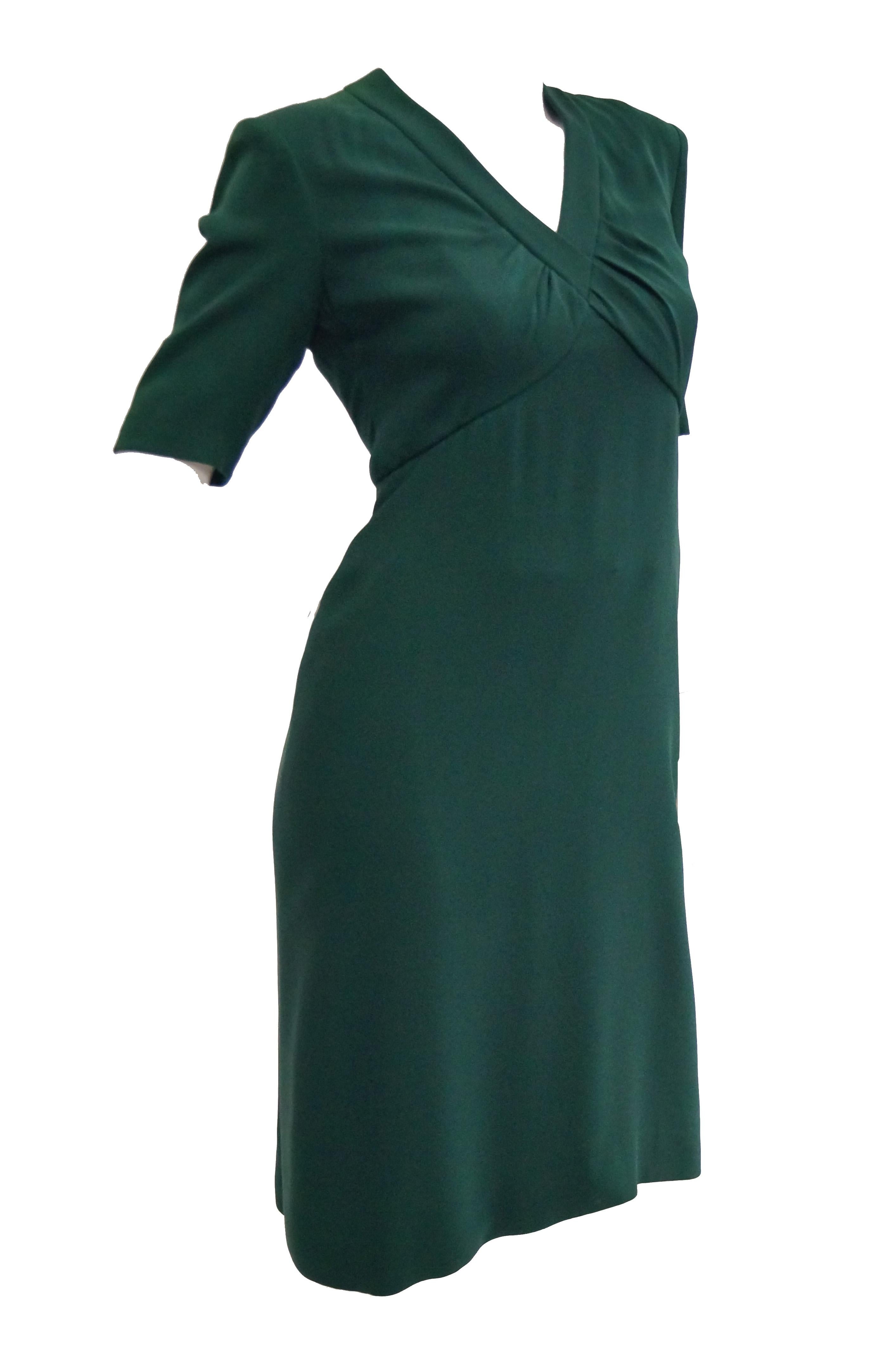 Black 1990s Dior Haute Couture Green Silk Cocktail Dress, Numbered For Sale