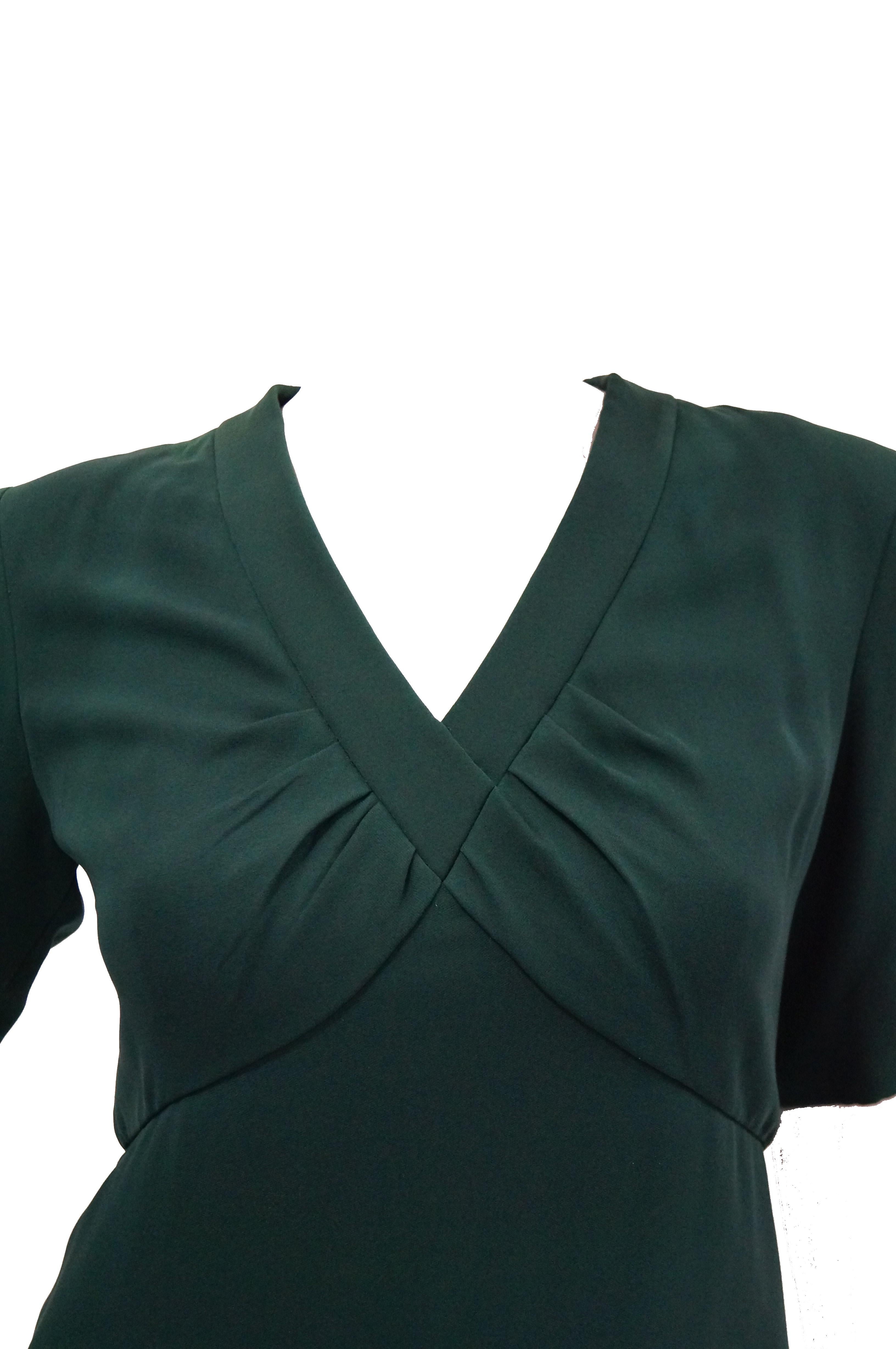 1990s Dior Haute Couture Green Silk Cocktail Dress, Numbered In Excellent Condition For Sale In Houston, TX