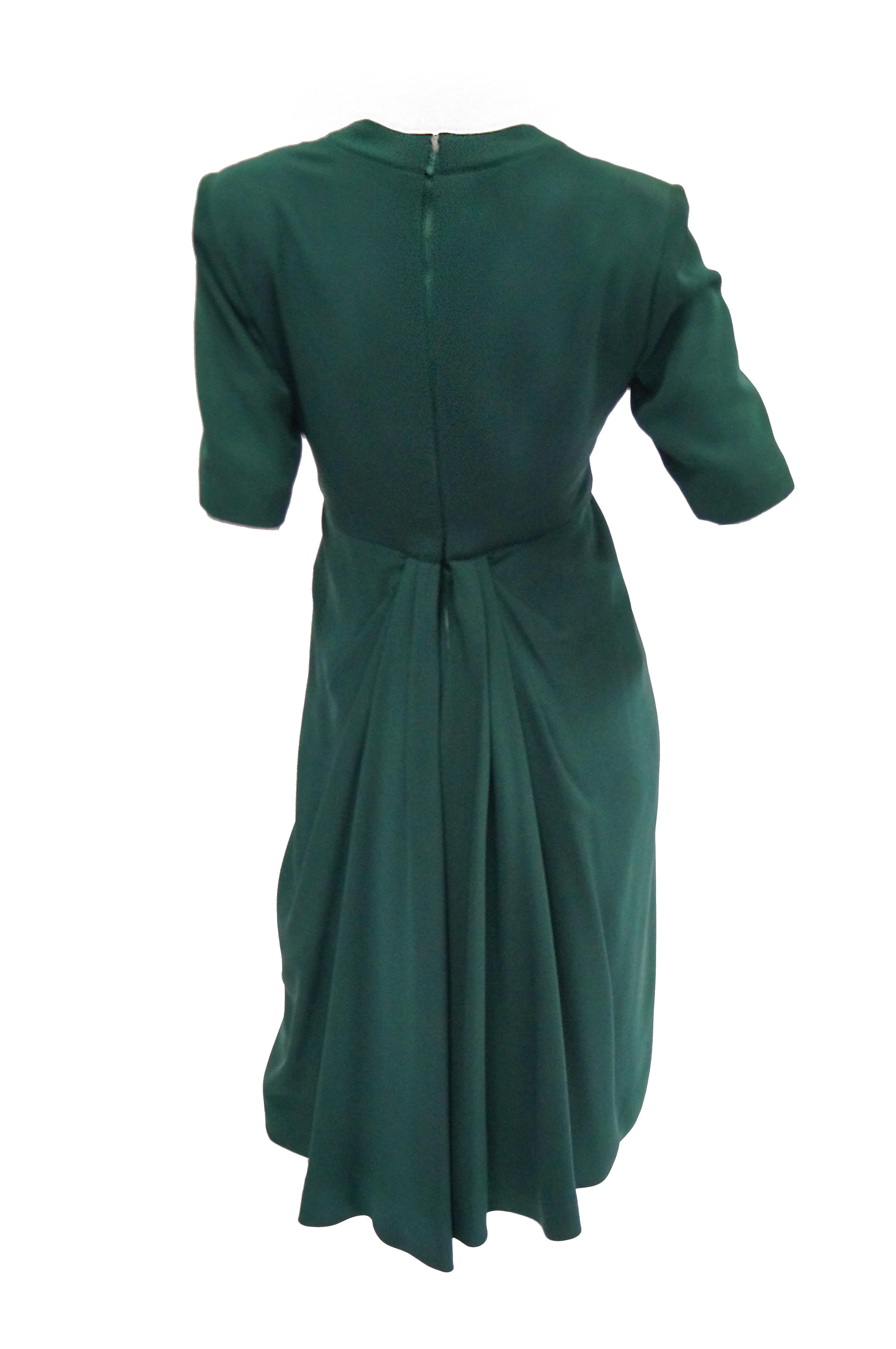 Women's 1990s Dior Haute Couture Green Silk Cocktail Dress, Numbered For Sale