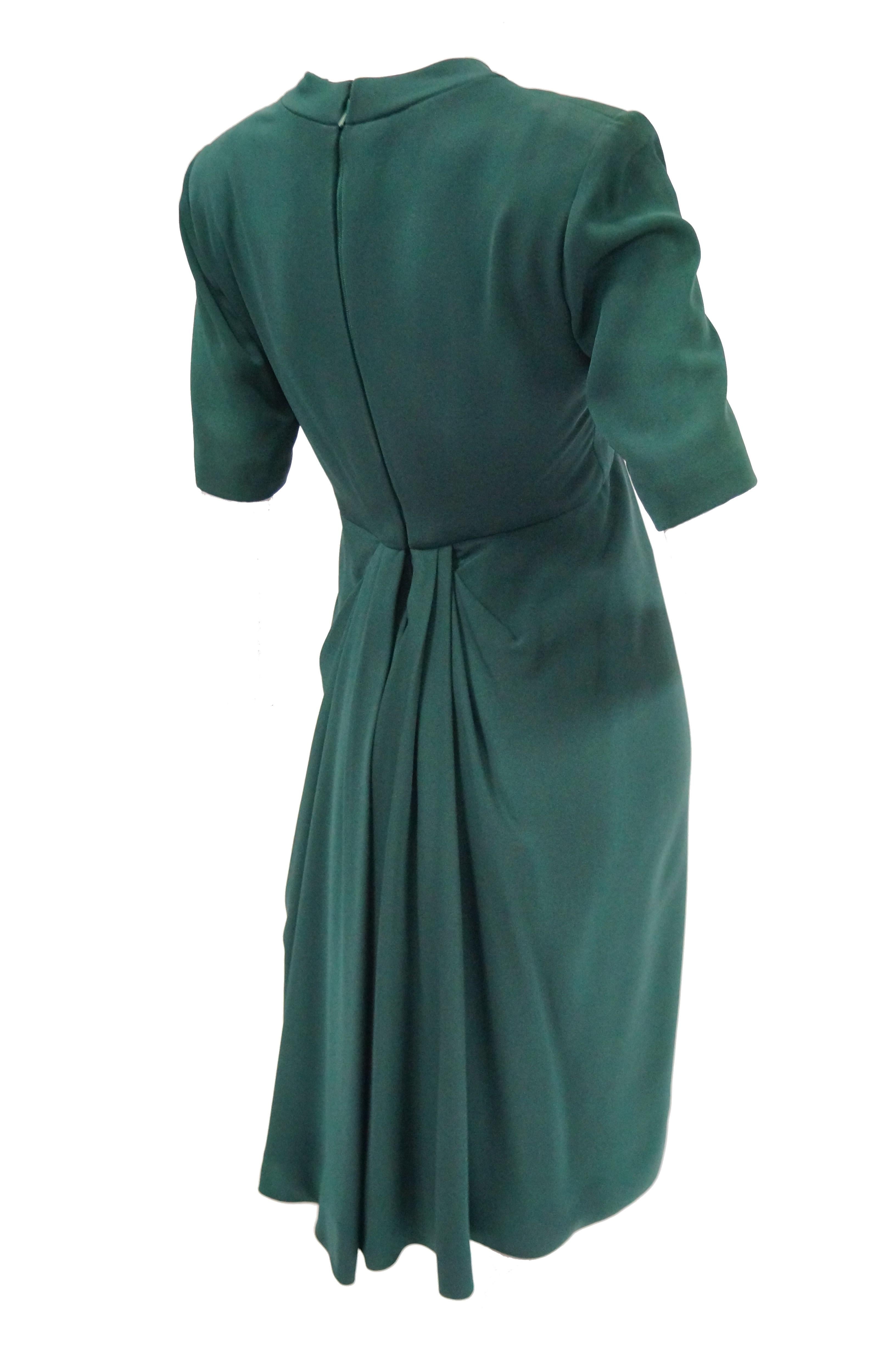 1990s Dior Haute Couture Green Silk Cocktail Dress, Numbered For Sale 1