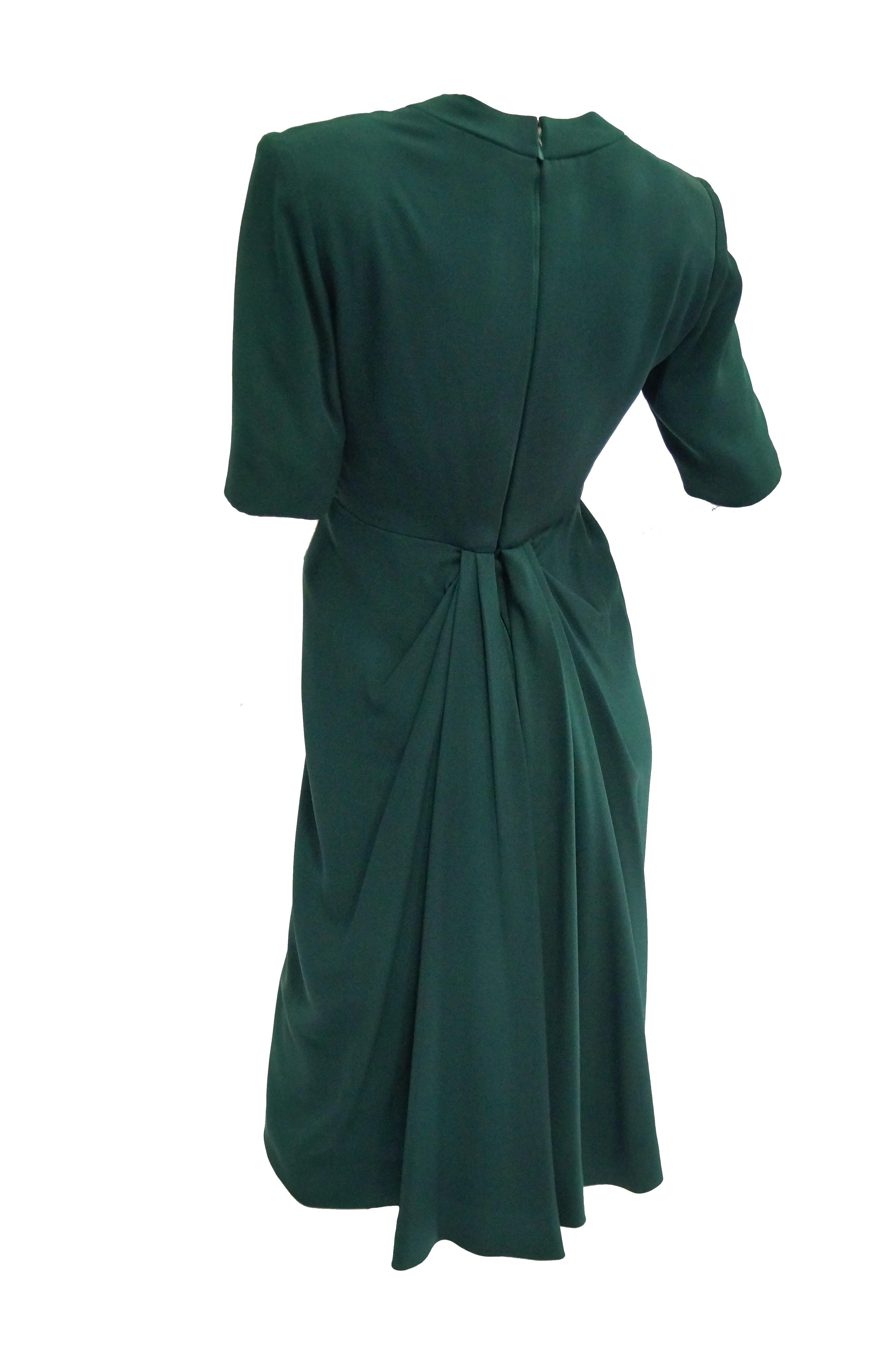 1990s Dior Haute Couture Green Silk Cocktail Dress, Numbered For Sale 2