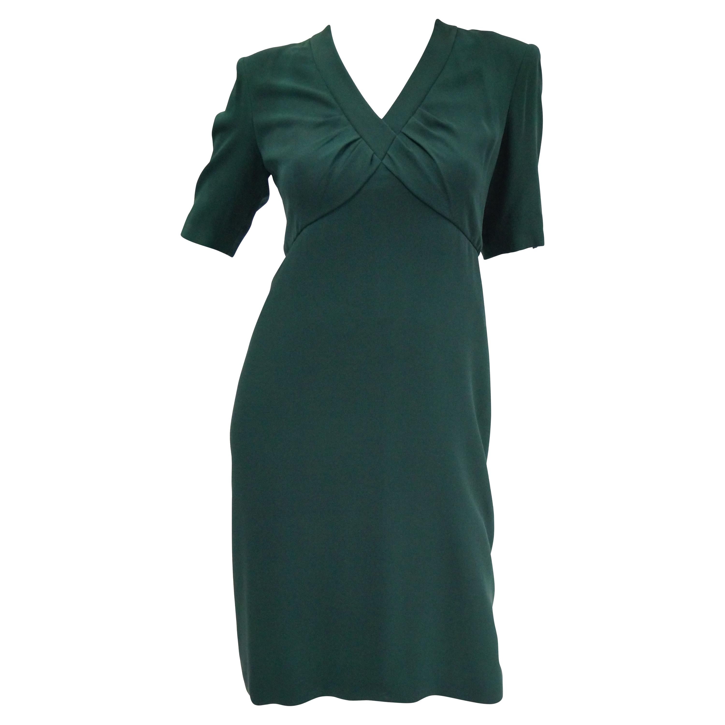 1990s Dior Haute Couture Green Silk Cocktail Dress, Numbered For Sale