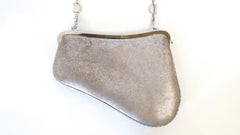 1990s Dior Mini Metallic Leather Silver Saddle Bag