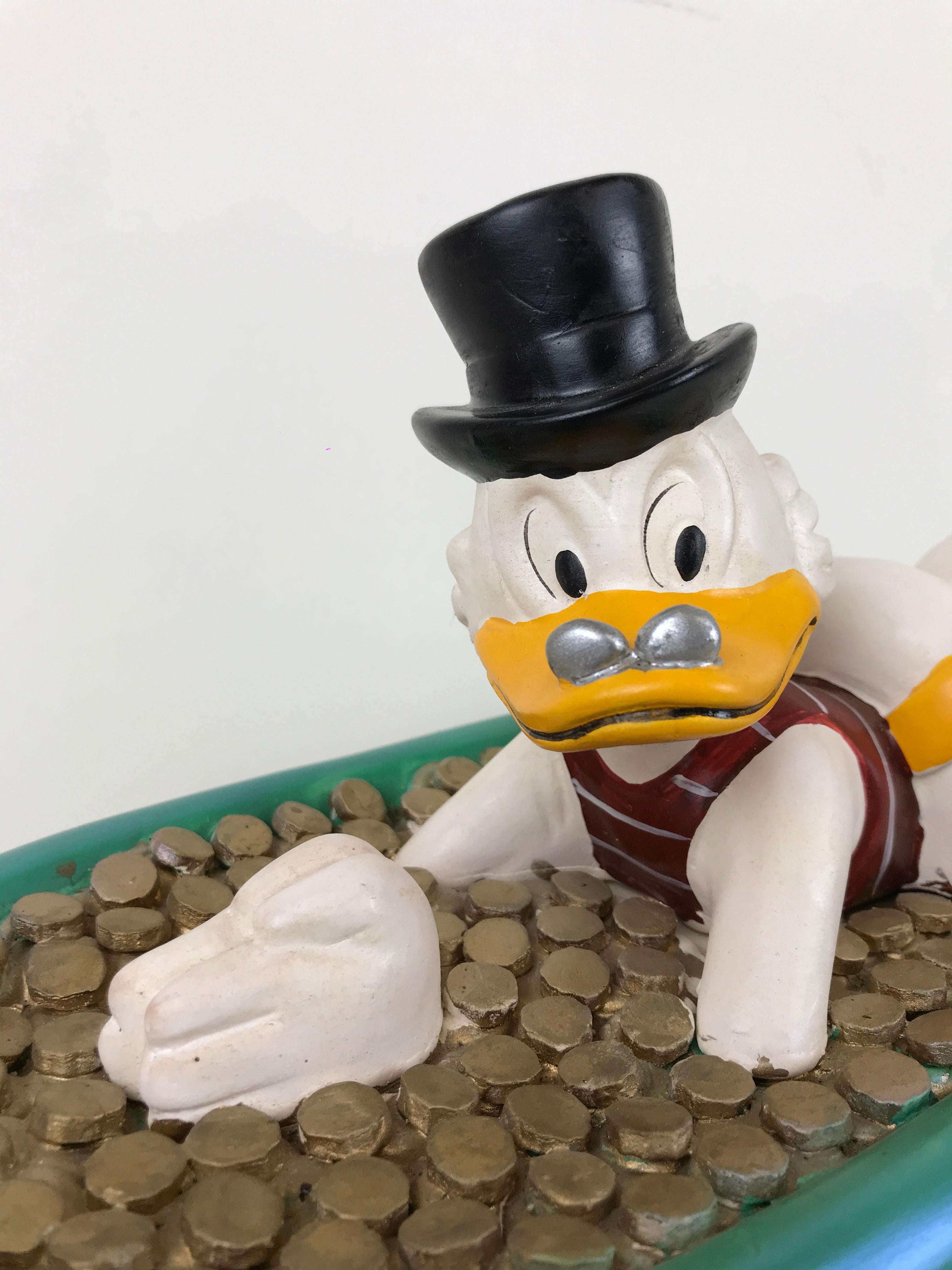 Late 20th Century 1990s Disney Uncle Scrooge in a Bathtub Filled with Money by Demons & Merveilles For Sale