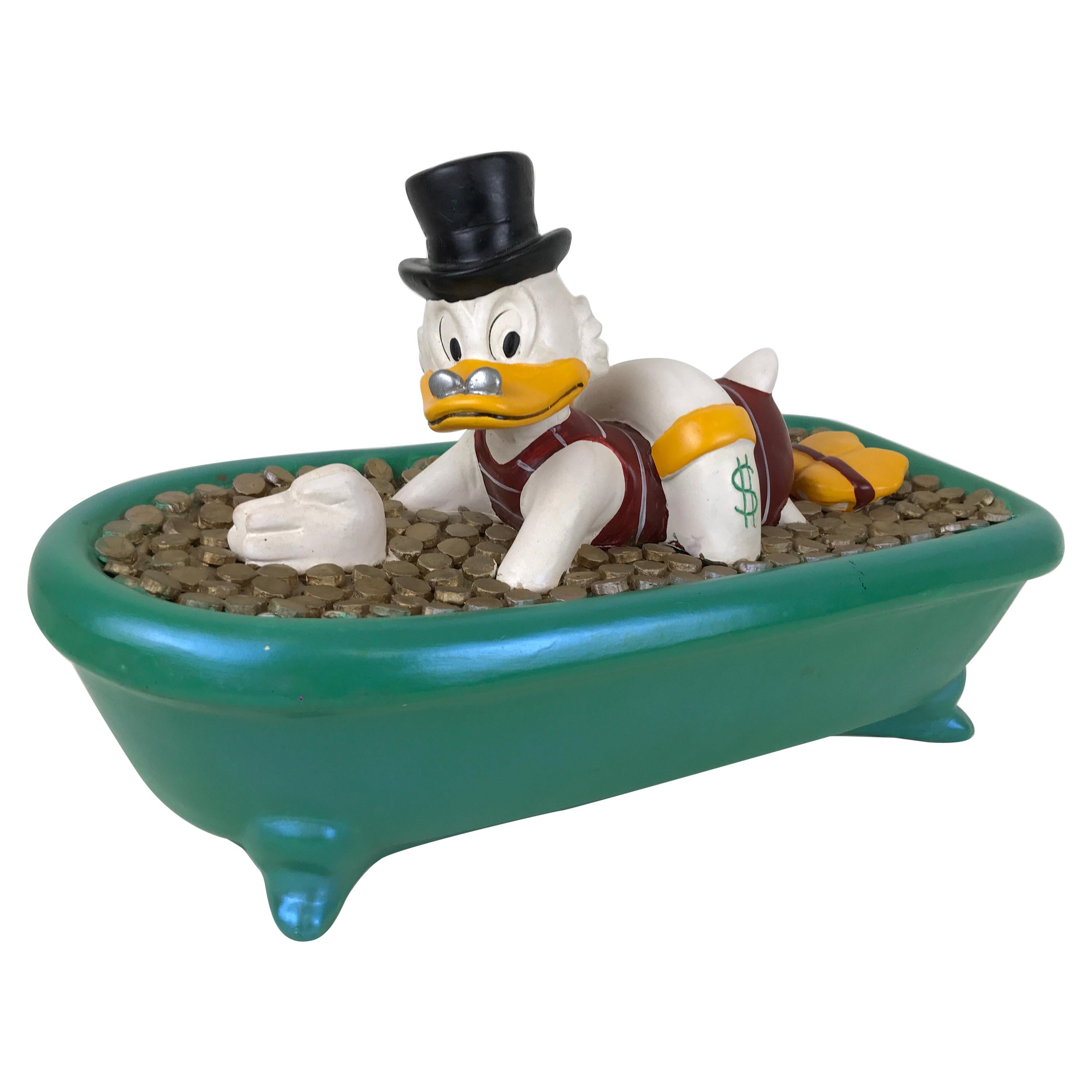 1990s Disney Uncle Scrooge in a Bathtub Filled with Money by Demons & Merveilles For Sale