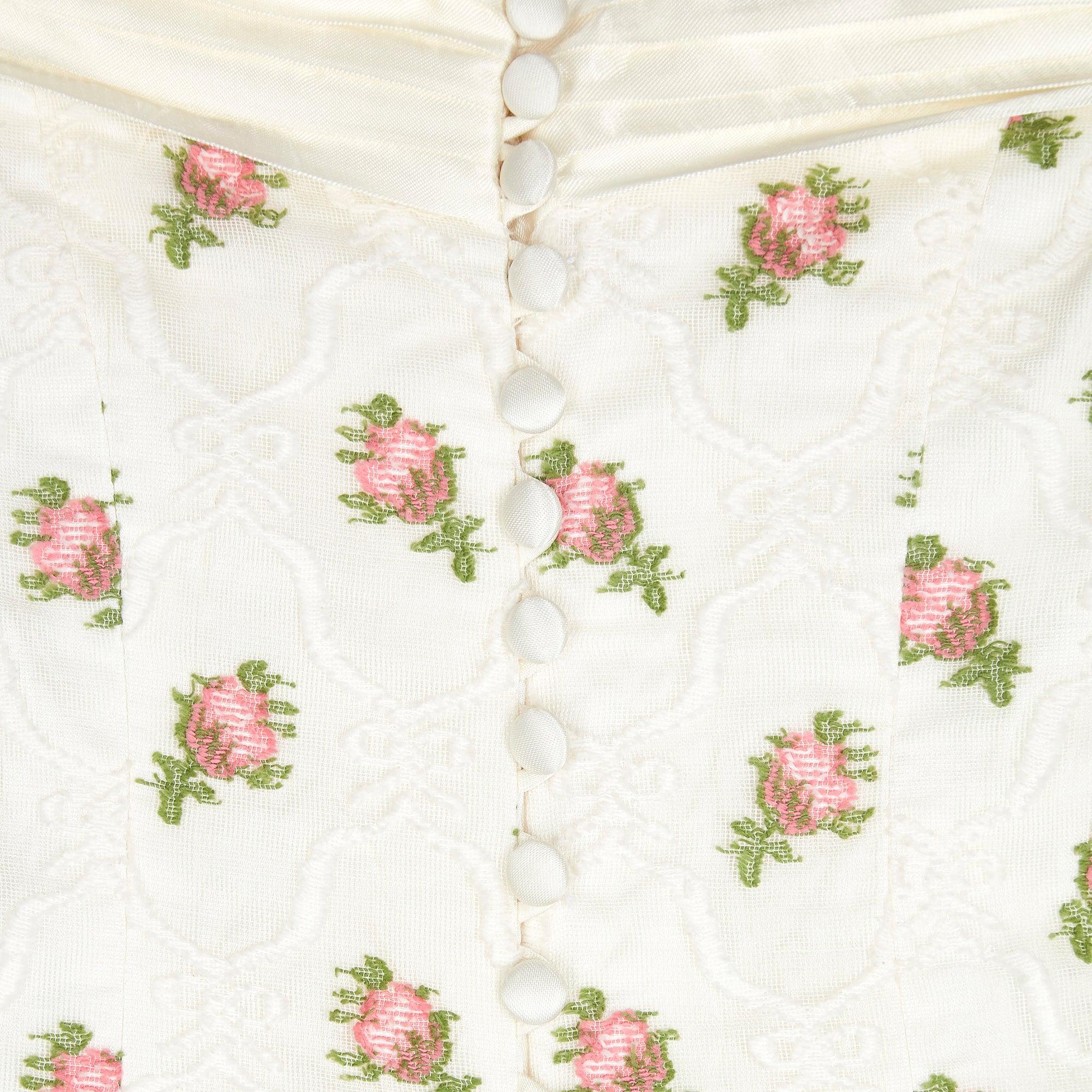 1990s Documented Catherine Buckley Rose Print Lace Wedding Suit 1