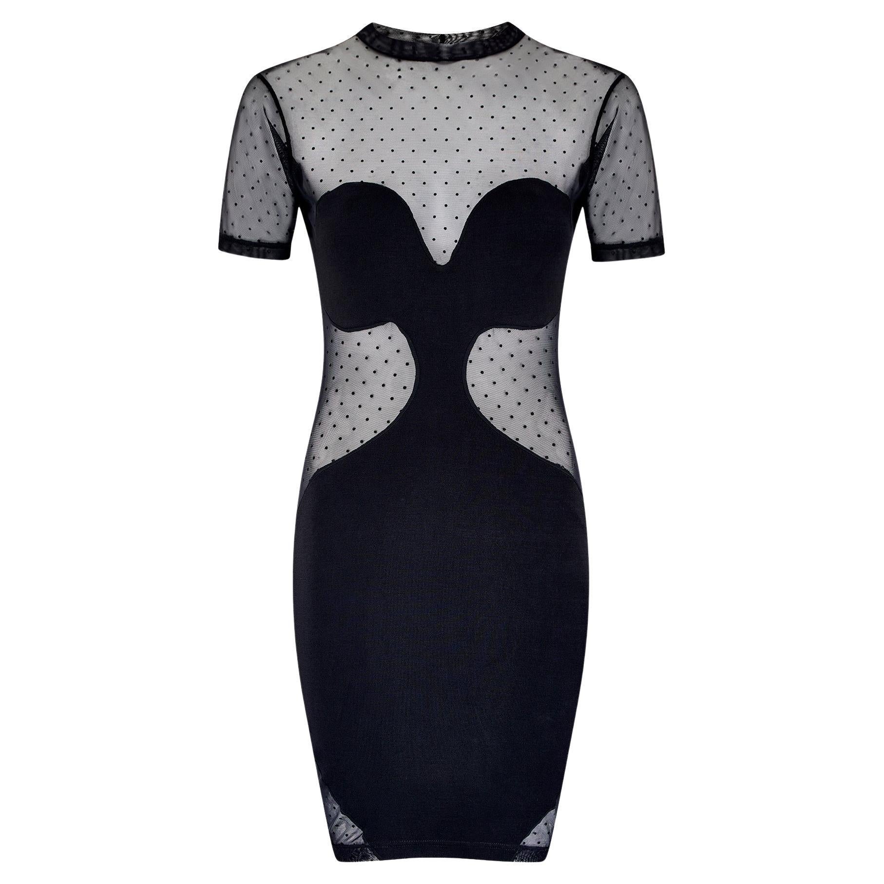 1990s Documented Liza Bruce Mesh Cut Out Dress For Sale