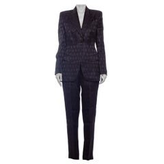 1990'S RICHARD TYLER Black Silk Couture Peak Lapel Pant Suit