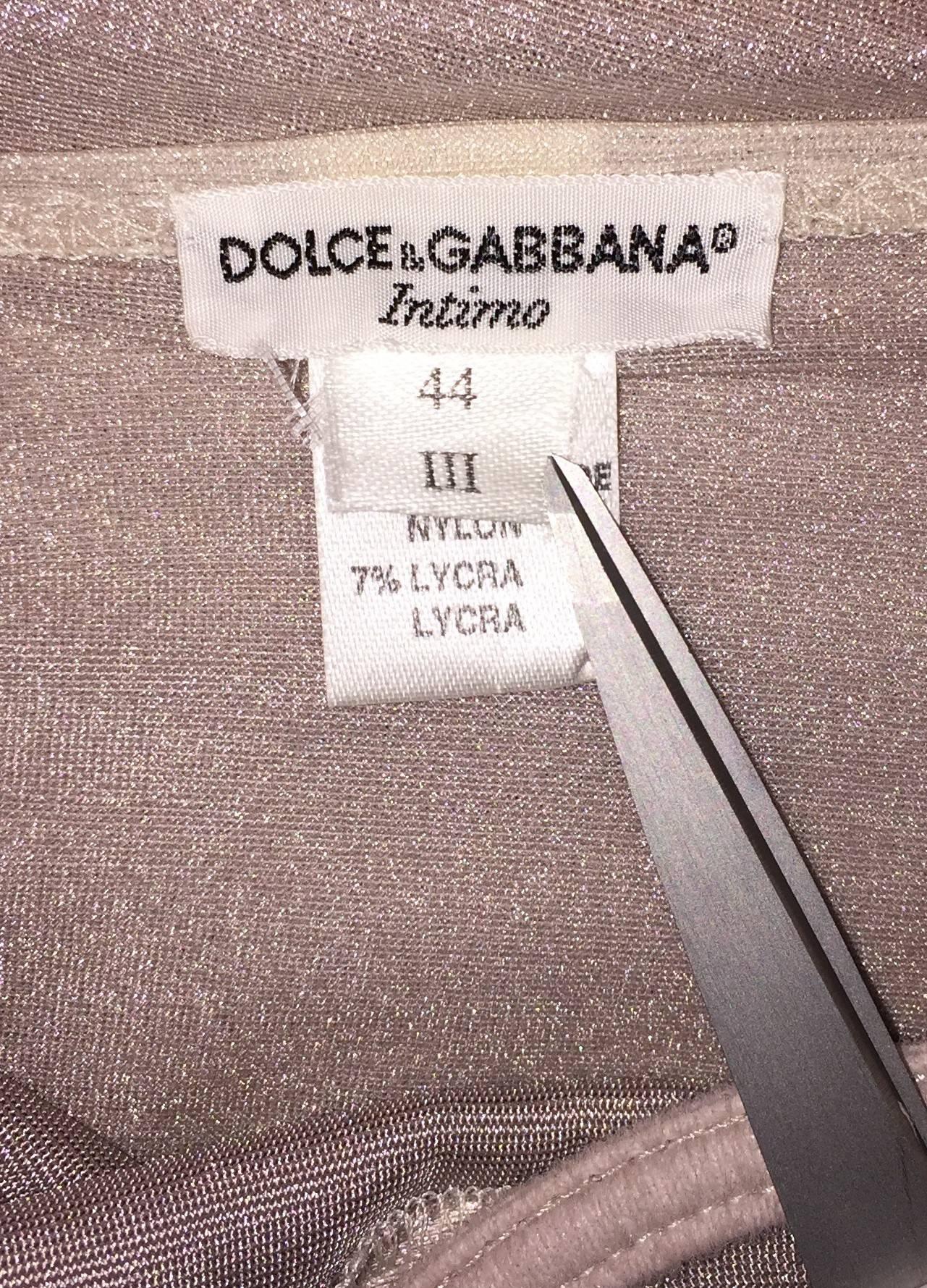 1990's Dolce & Gabbana Sheer Pearl Mauve Bra Slip Dress In Good Condition In Yukon, OK