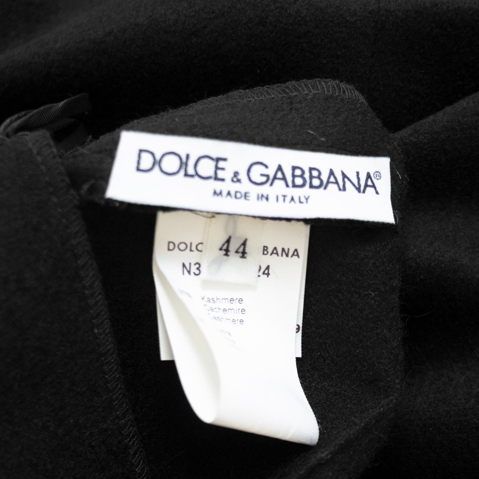 1990s Dolce and Gabbana Black Cashmere Cocktail Dress  For Sale 3