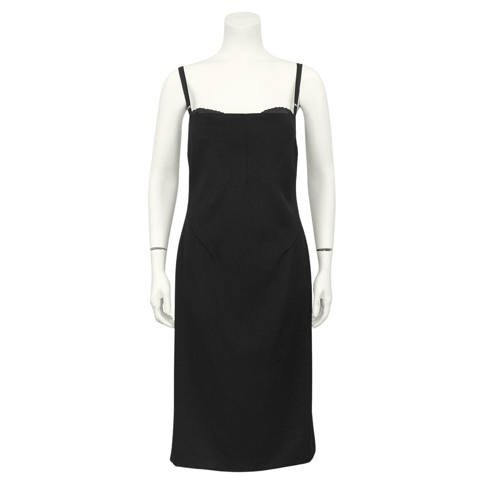 1990s Dolce and Gabbana Black Cashmere Cocktail Dress  For Sale