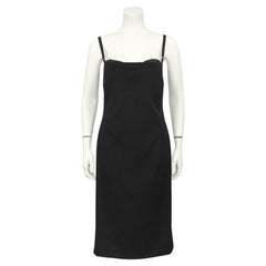 Retro 1990s Dolce and Gabbana Black Cashmere Cocktail Dress 