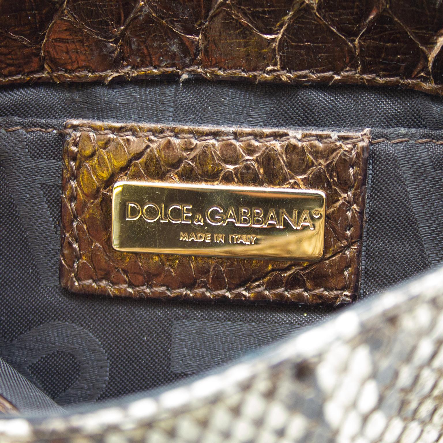 1990s Dolce and Gabbana Bronze Bag and Matching Wristlet  For Sale 4