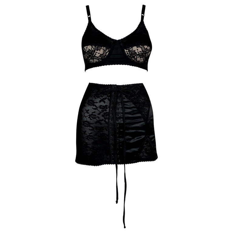 1990's Dolce and Gabbana 40's Pin-Up Black Bullet Lace Bra Top and ...