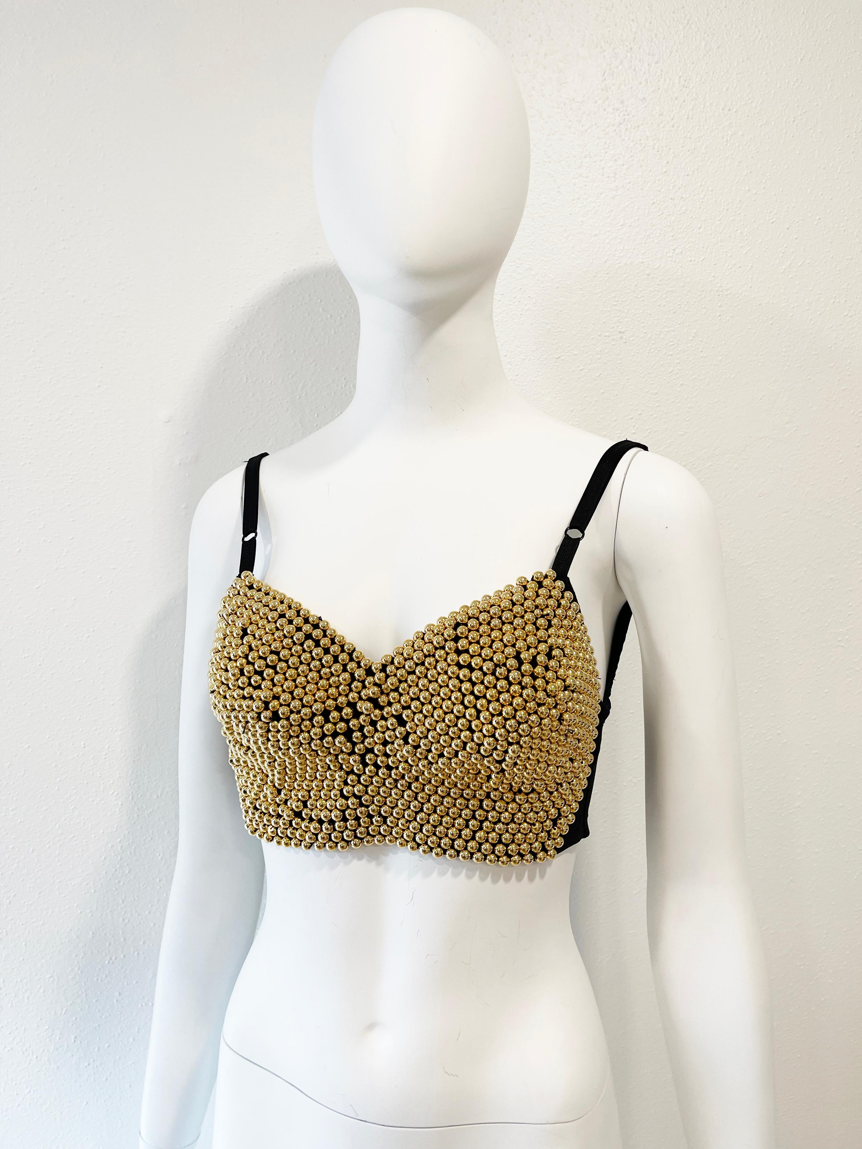 1990s Dolce & Gabbana Beaded Crop Top In Good Condition For Sale In Austin, TX