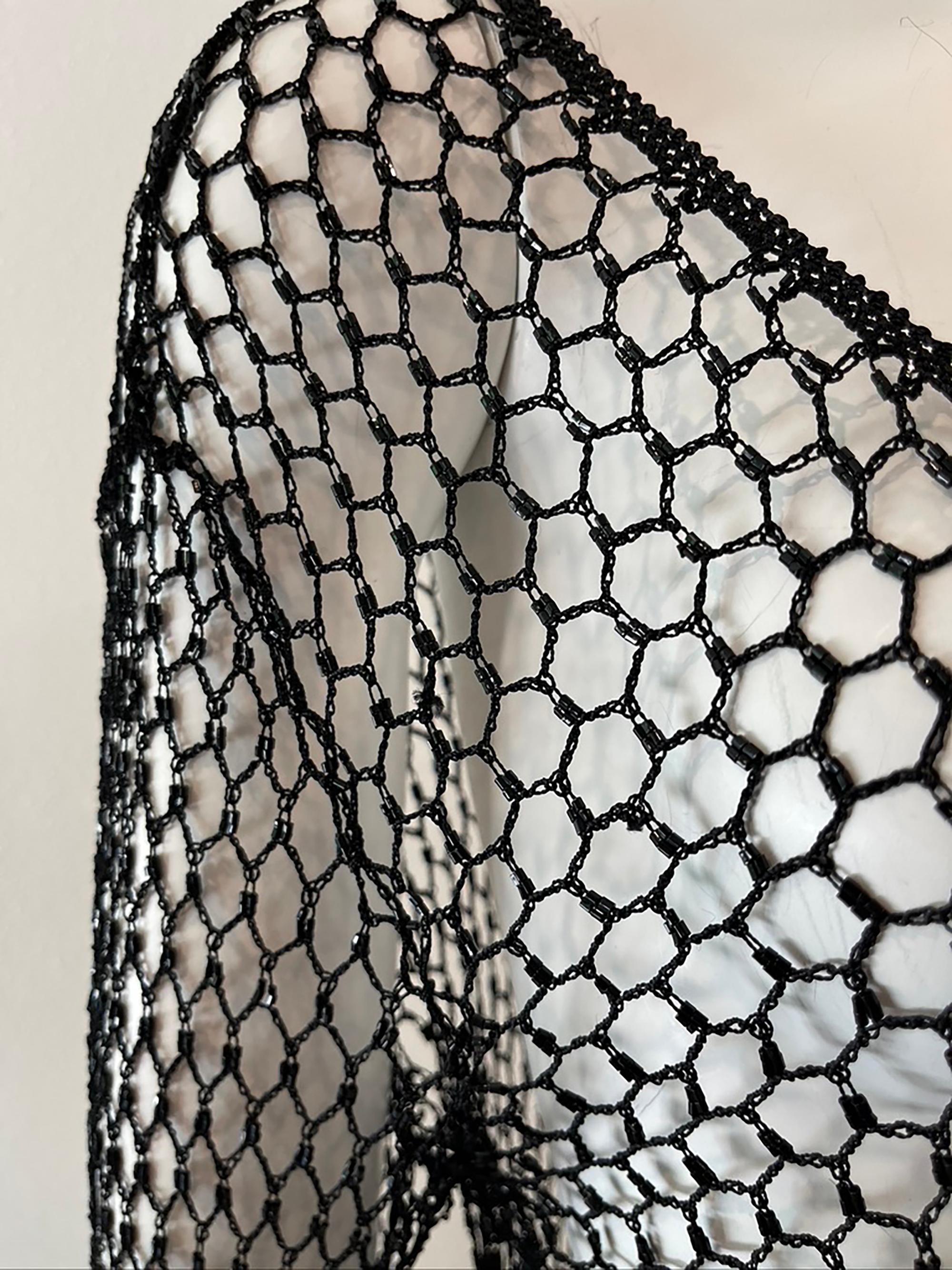 1990s Dolce & Gabbana Beaded Fishnet 20s Style gown  In Excellent Condition In Austin, TX