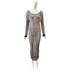 1990s Dolce & Gabbana Beaded Fishnet 20s Style gown 