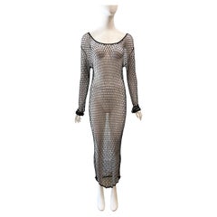 1990er Dolce & Gabbana Perlenbesetztes Fischnetz-Kleid im Stil der 20er Jahre