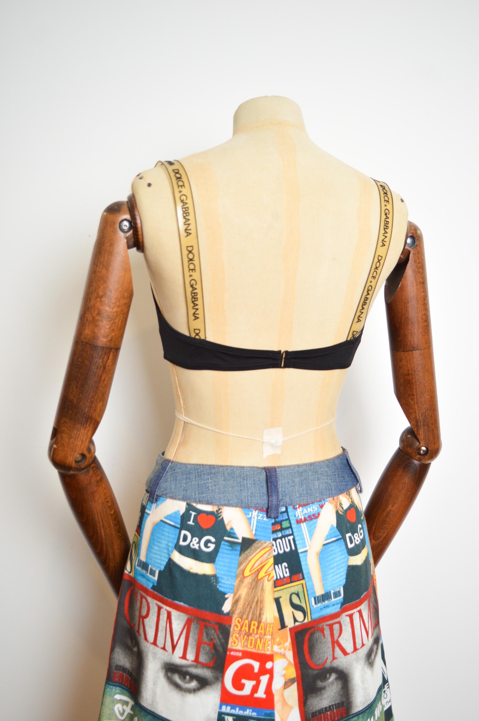 Women's 1990's Dolce & Gabbana Black Bra - Jelly Logo Tape strap Bralet Crop Top For Sale