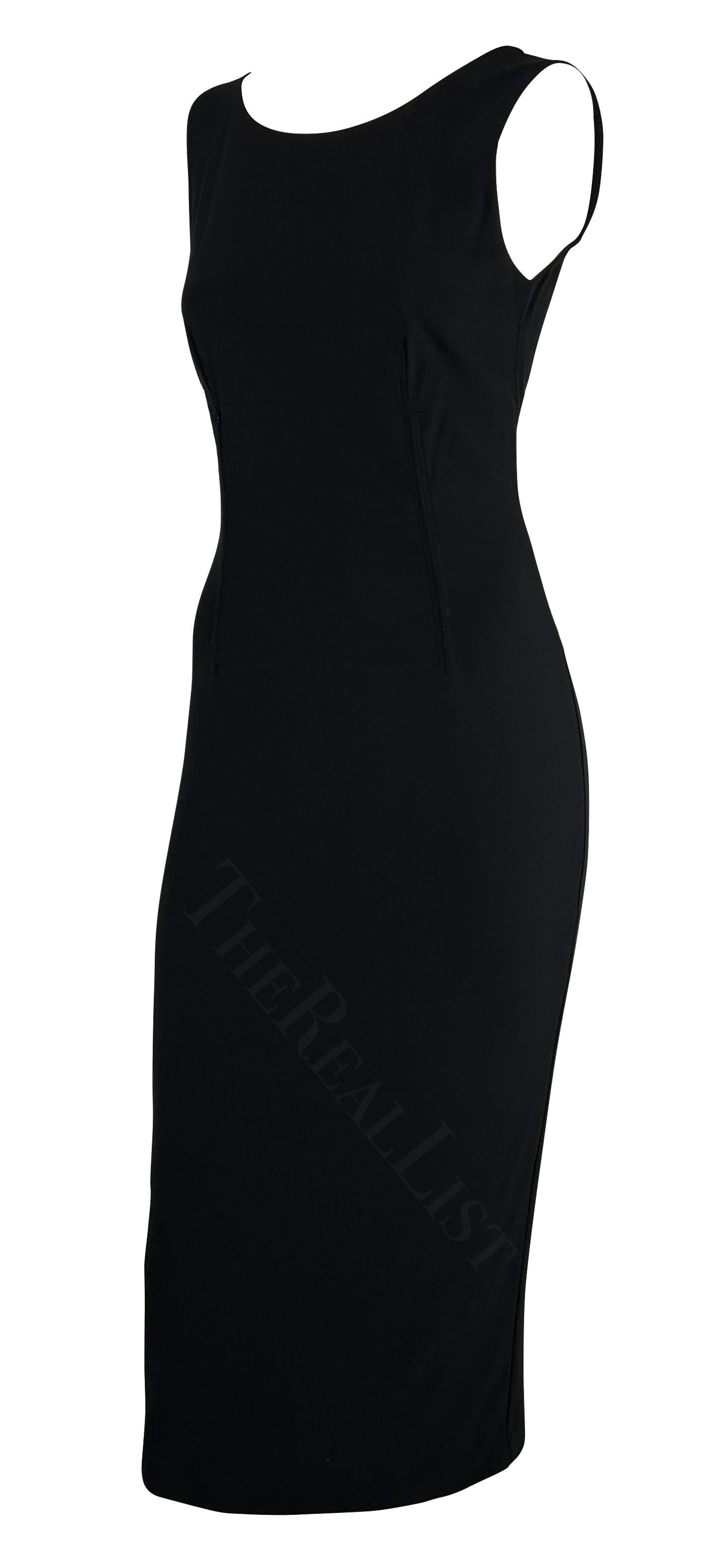 1990s Dolce & Gabbana Black Corset Boned Sleeveless Midi Dress In Excellent Condition For Sale In West Hollywood, CA
