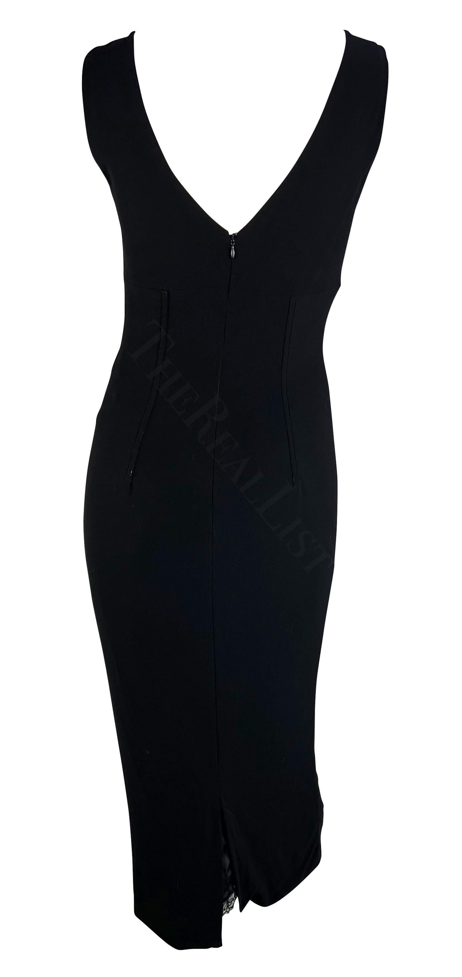 1990s Dolce & Gabbana Black Corset Boned Sleeveless Midi Dress For Sale 1
