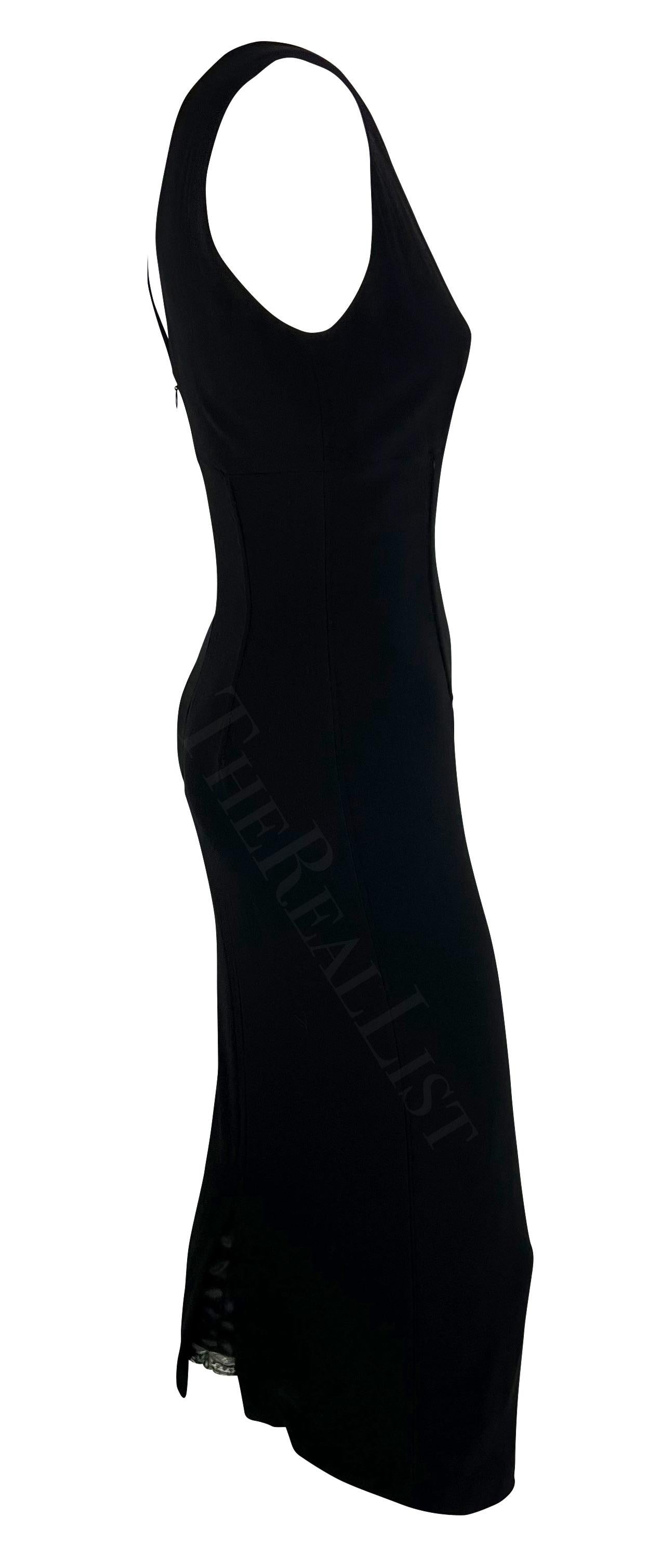 1990s Dolce & Gabbana Black Corset Boned Sleeveless Midi Dress For Sale 2