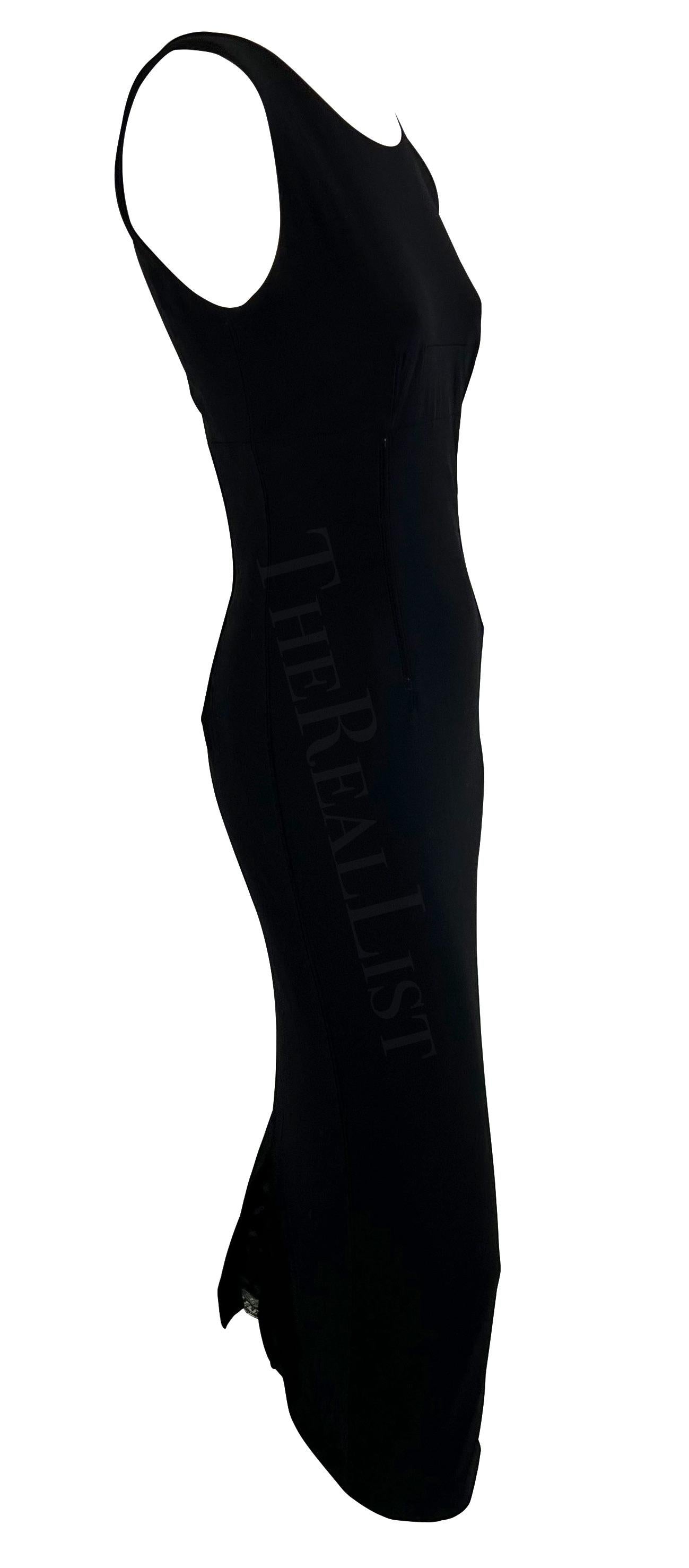 1990s Dolce & Gabbana Black Corset Boned Sleeveless Midi Dress For Sale 3