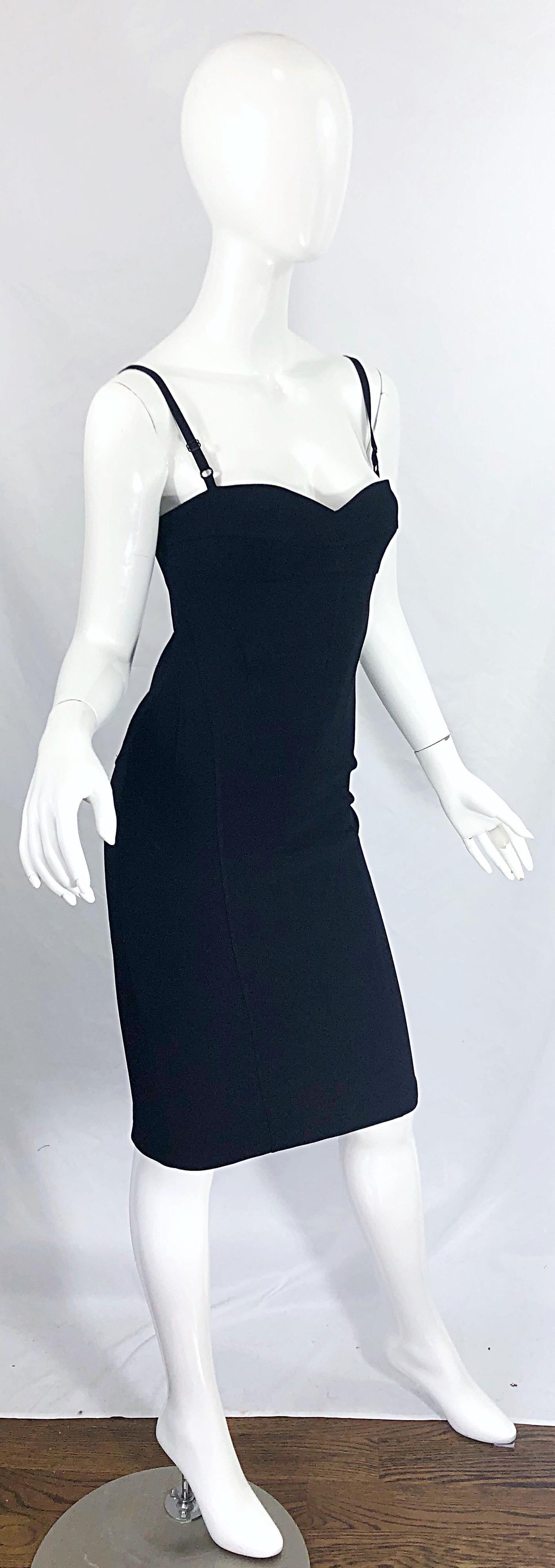 1990s Dolce & Gabbana Black Corset Dress Size 42 US 6 - 8 Vintage 90s Iconic LBD For Sale 3