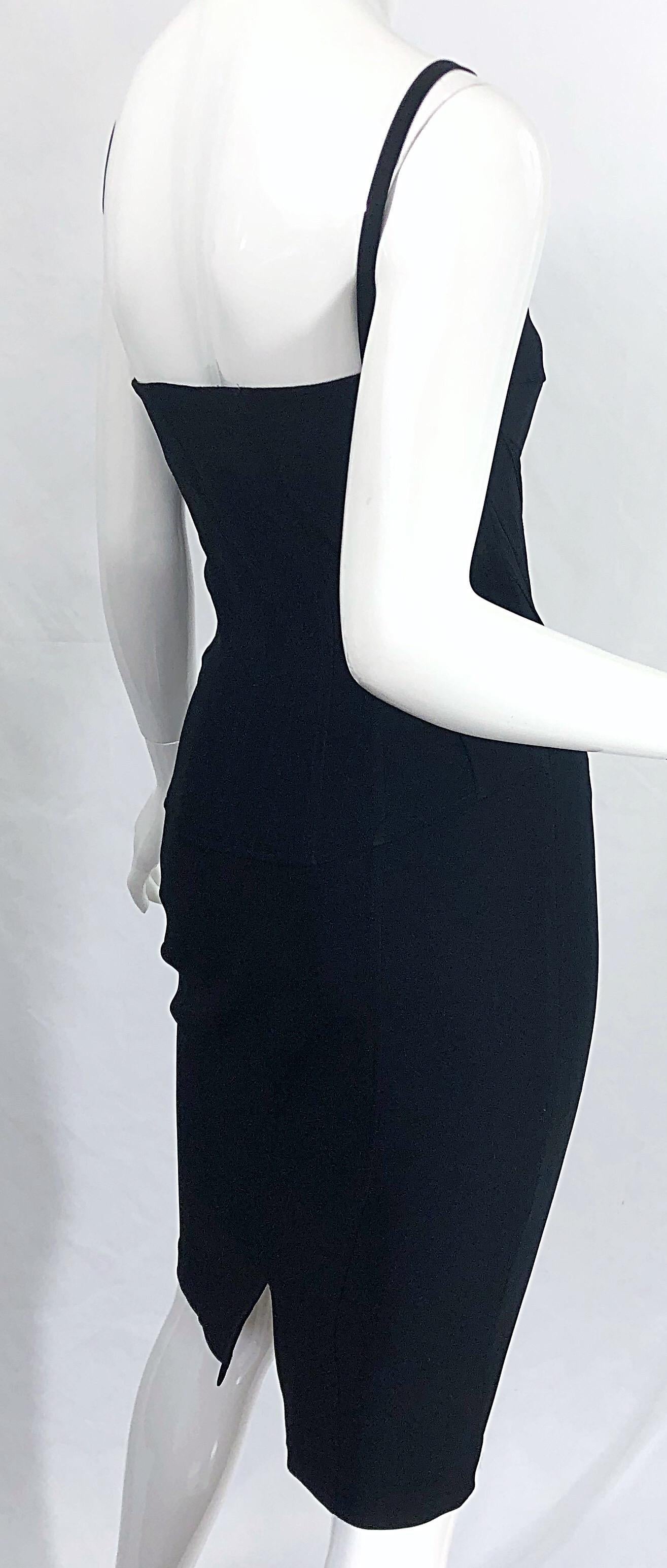1990s Dolce & Gabbana Black Corset Dress Size 42 US 6 - 8 Vintage 90s Iconic LBD For Sale 4