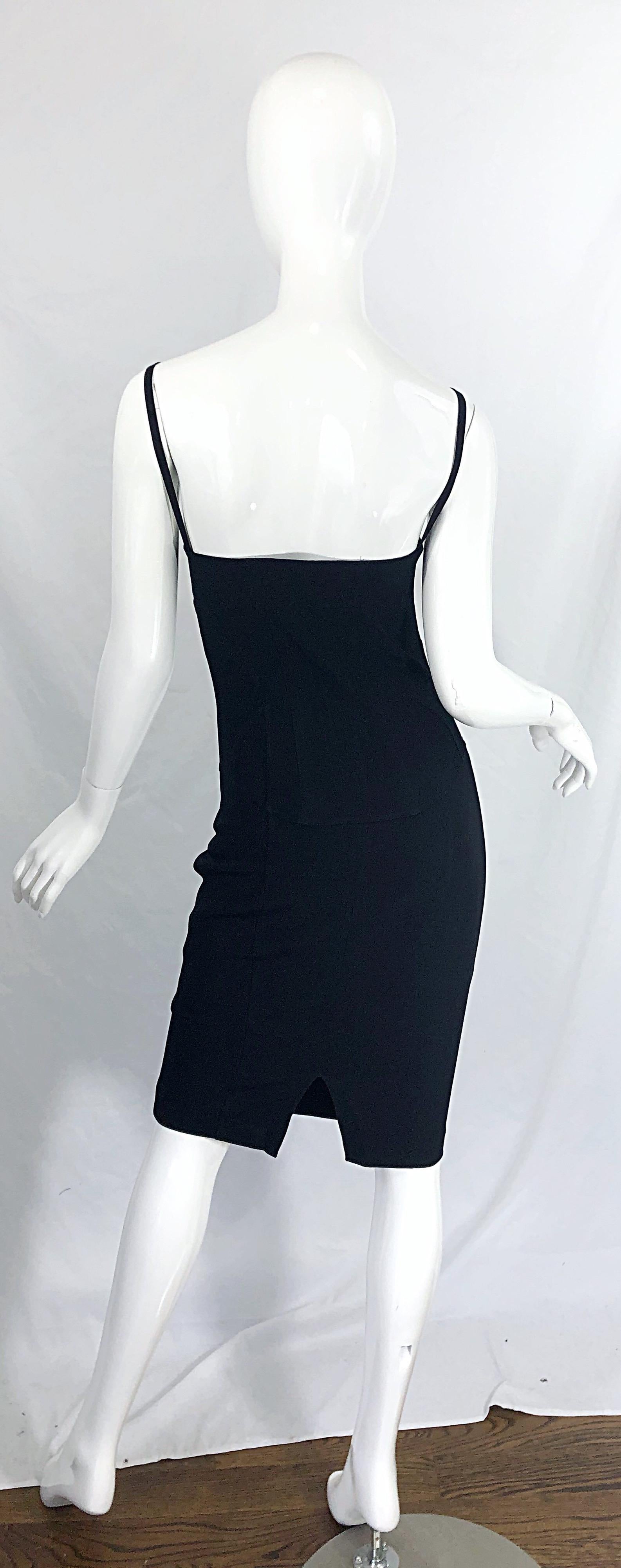 1990s Dolce & Gabbana Black Corset Dress Size 42 US 6 - 8 Vintage 90s Iconic LBD For Sale 6