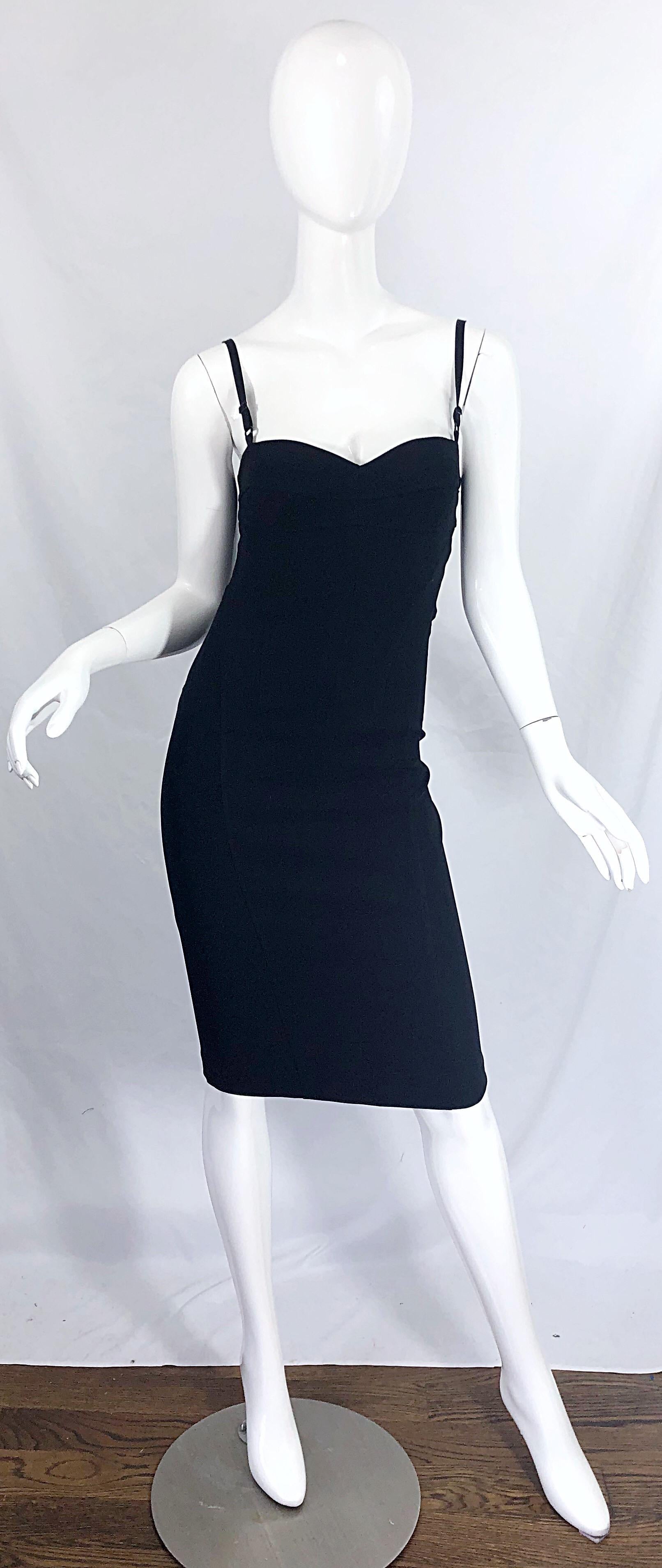1990s Dolce & Gabbana Black Corset Dress Size 42 US 6 - 8 Vintage 90s Iconic LBD For Sale 7