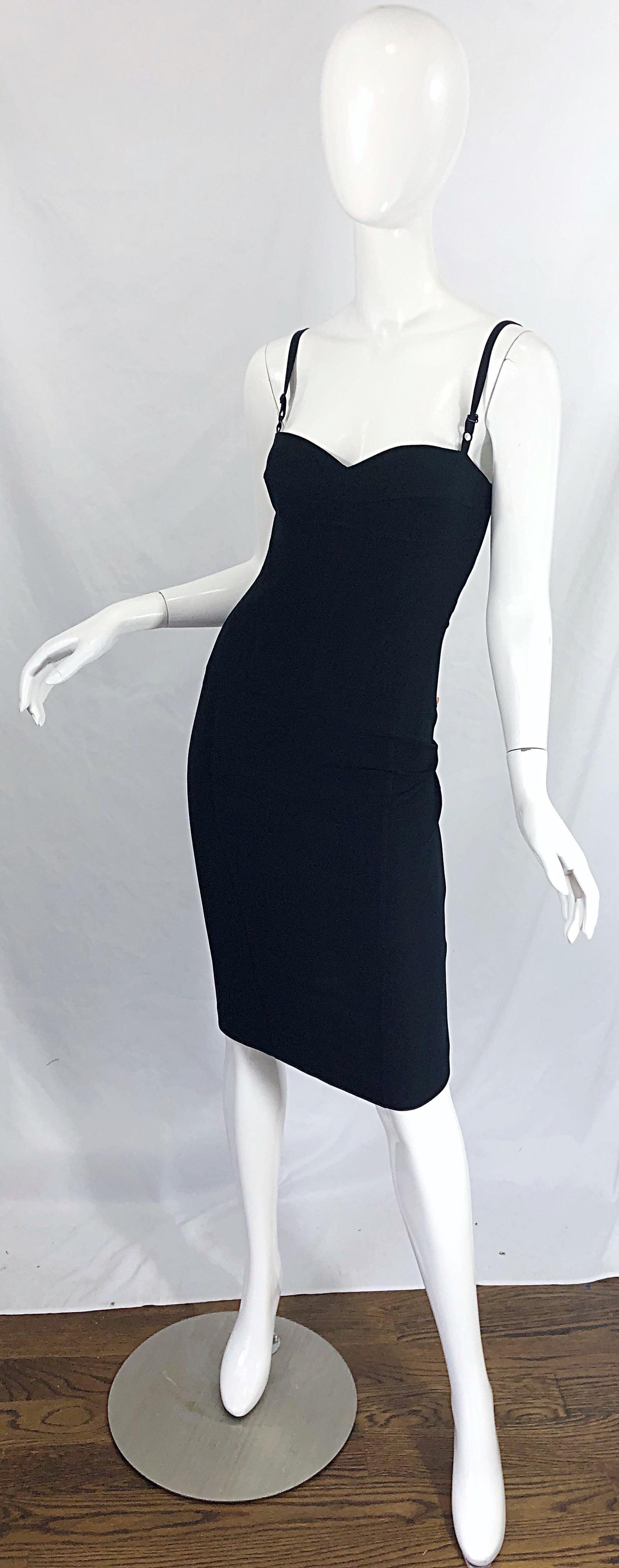1990s Dolce & Gabbana Black Corset Dress Size 42 US 6 - 8 Vintage 90s Iconic LBD In Excellent Condition For Sale In San Diego, CA