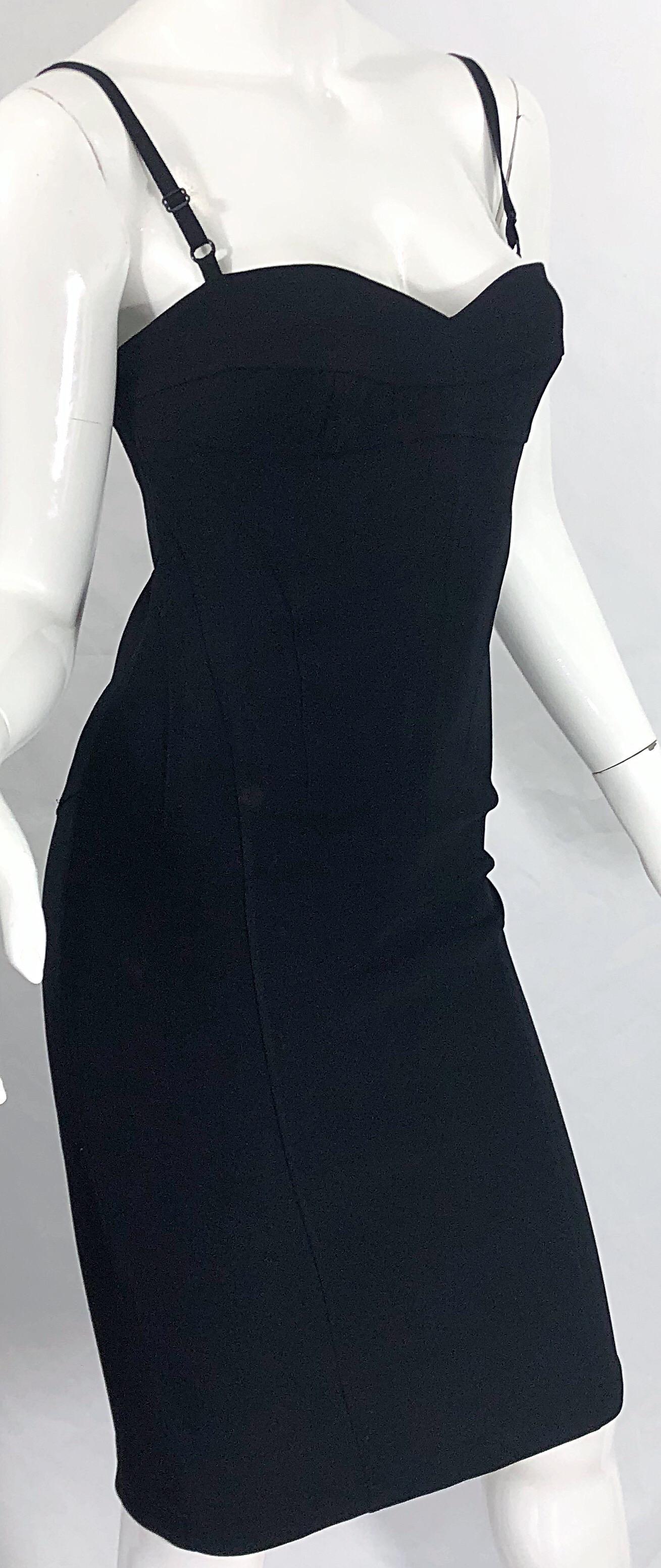Women's 1990s Dolce & Gabbana Black Corset Dress Size 42 US 6 - 8 Vintage 90s Iconic LBD For Sale