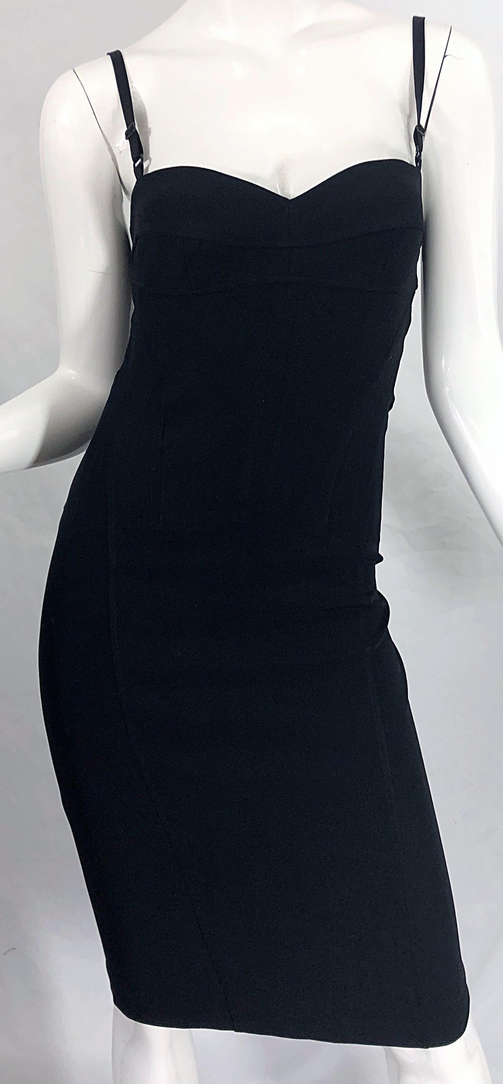 1990s Dolce & Gabbana Black Corset Dress Size 42 US 6 - 8 Vintage 90s Iconic LBD For Sale 1