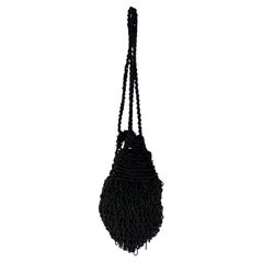 1990s Dolce & Gabbana Black Crochet Beaded Fringe Mini Bag