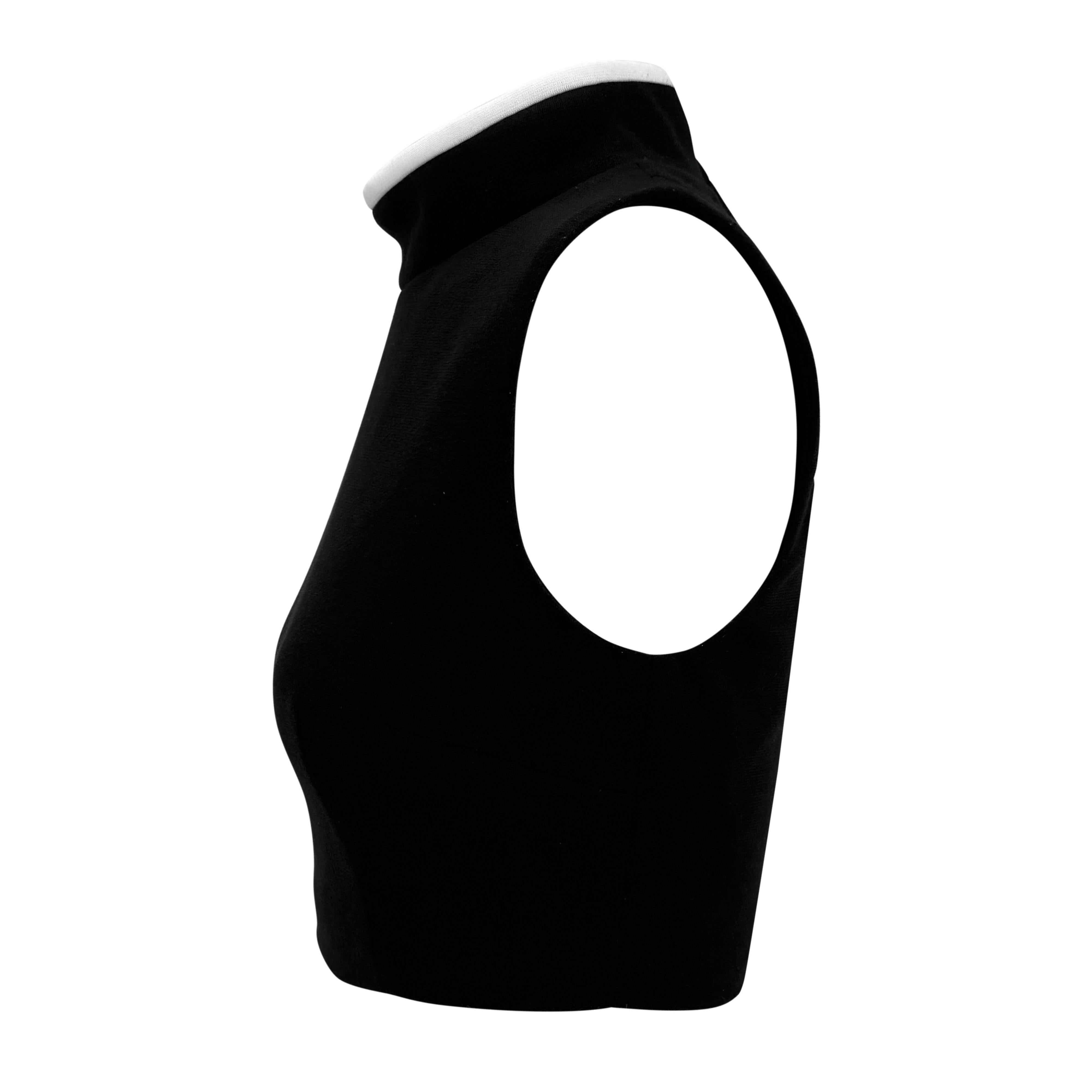 1990s Dolce & Gabbana Black Fleece Weißer Saum Ärmelloses Crop-Top (Schwarz) im Angebot