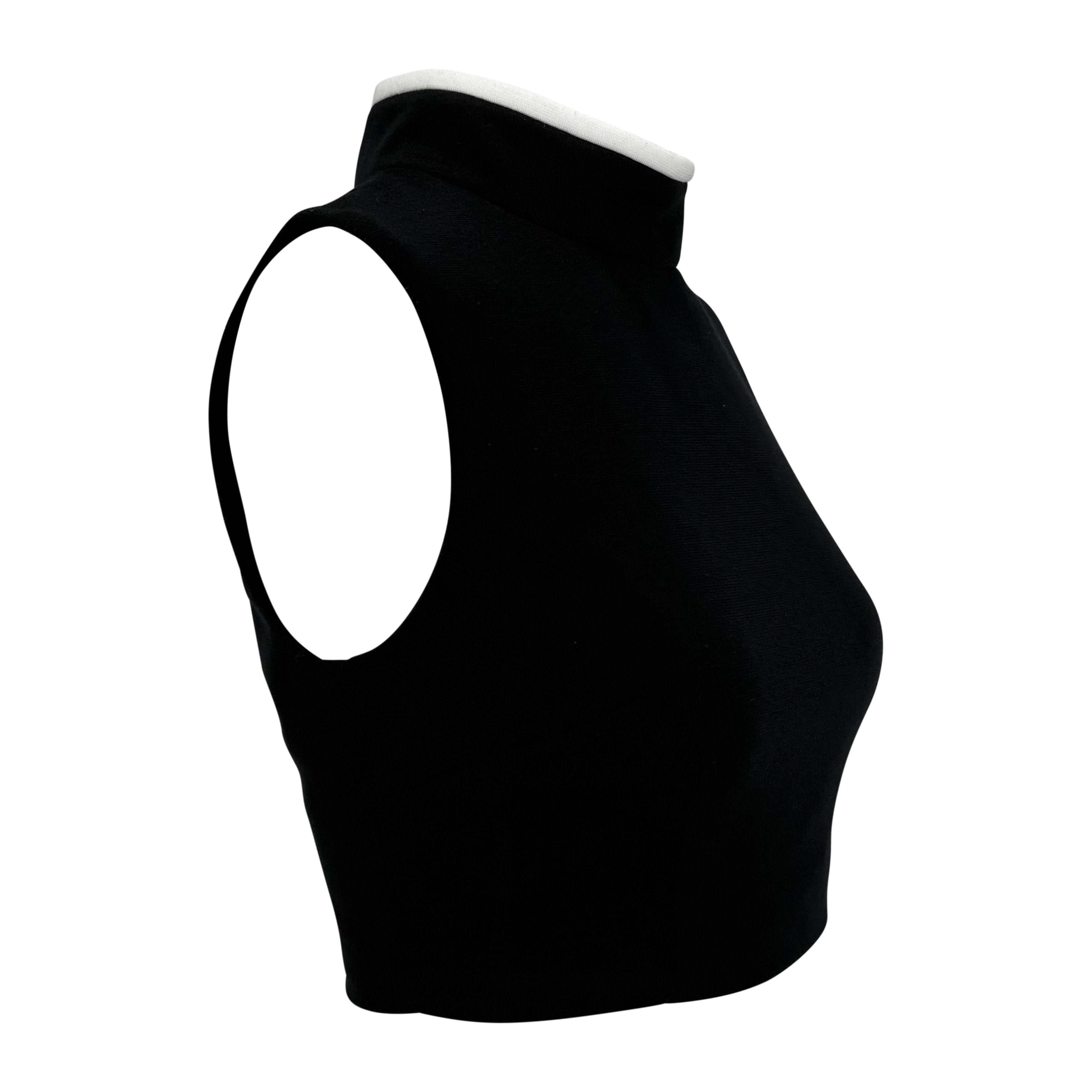 1990s Dolce & Gabbana Black Fleece Weißer Saum Ärmelloses Crop-Top Damen im Angebot