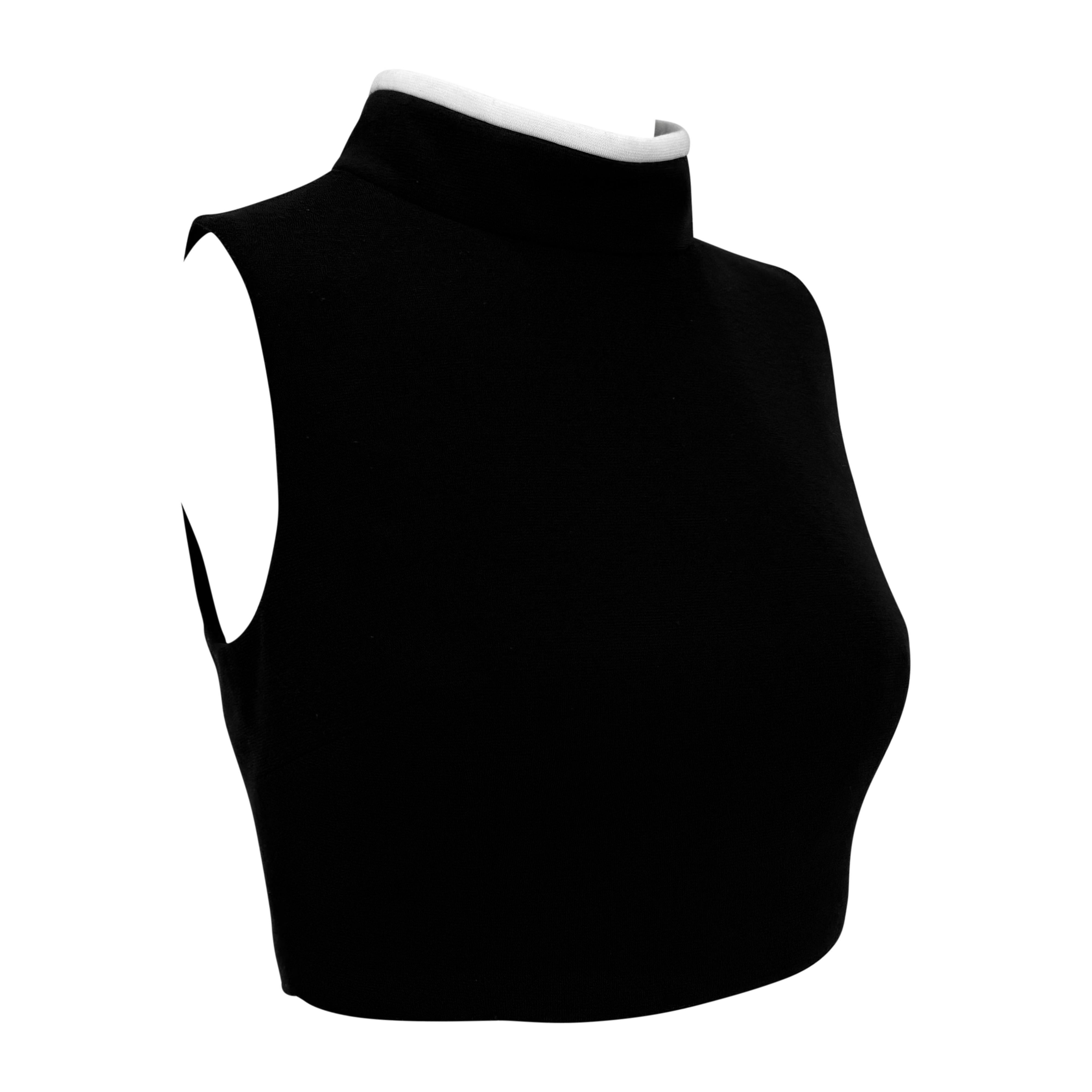 1990s Dolce & Gabbana Black Fleece Weißer Saum Ärmelloses Crop-Top im Angebot 1
