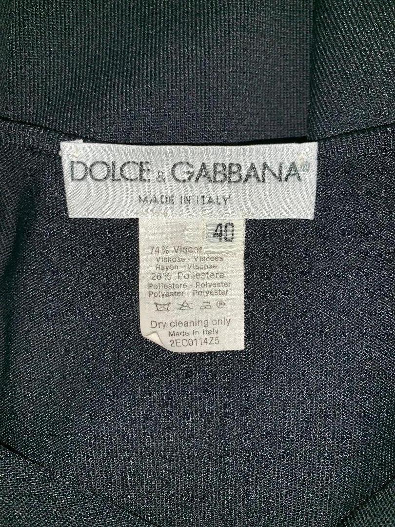 Women's 1990's Dolce & Gabbana Black Semi-Sheer Plunging Square Neck Knit Mini Dress