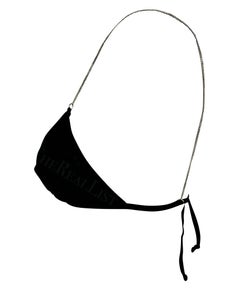 1990s Dolce & Gabbana Black Sheer Bikini Top with Silver Chain Straps