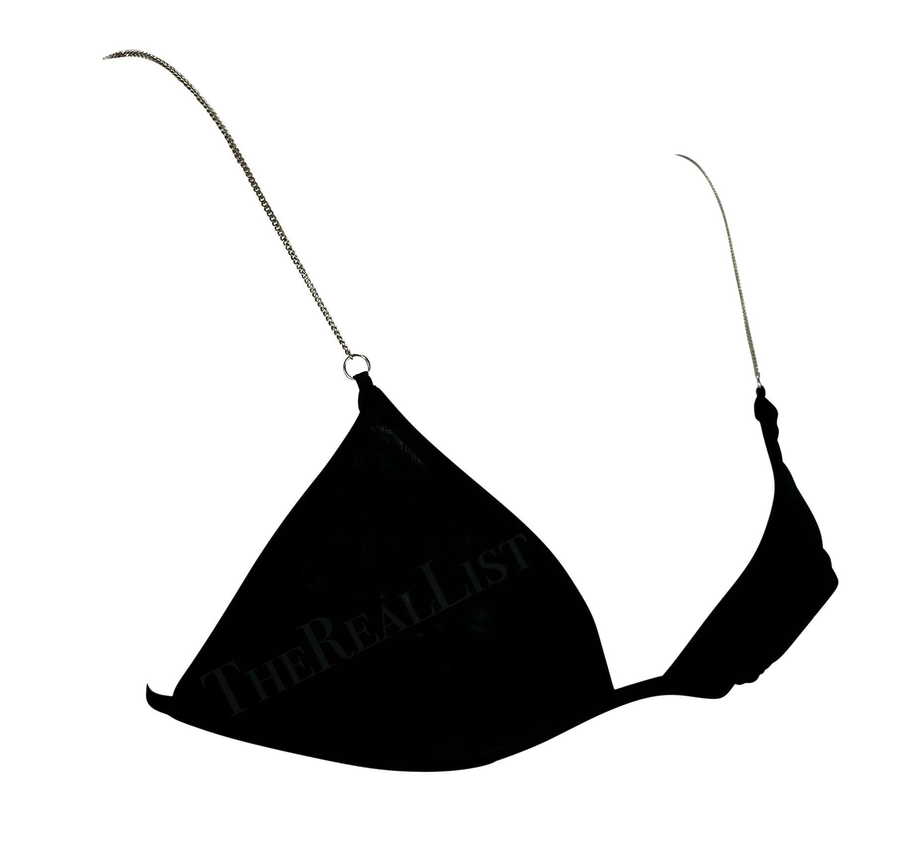 Dolce & Gabbana - Bikini noir transparent avec bretelles en chaîne argentée, années 1990 1