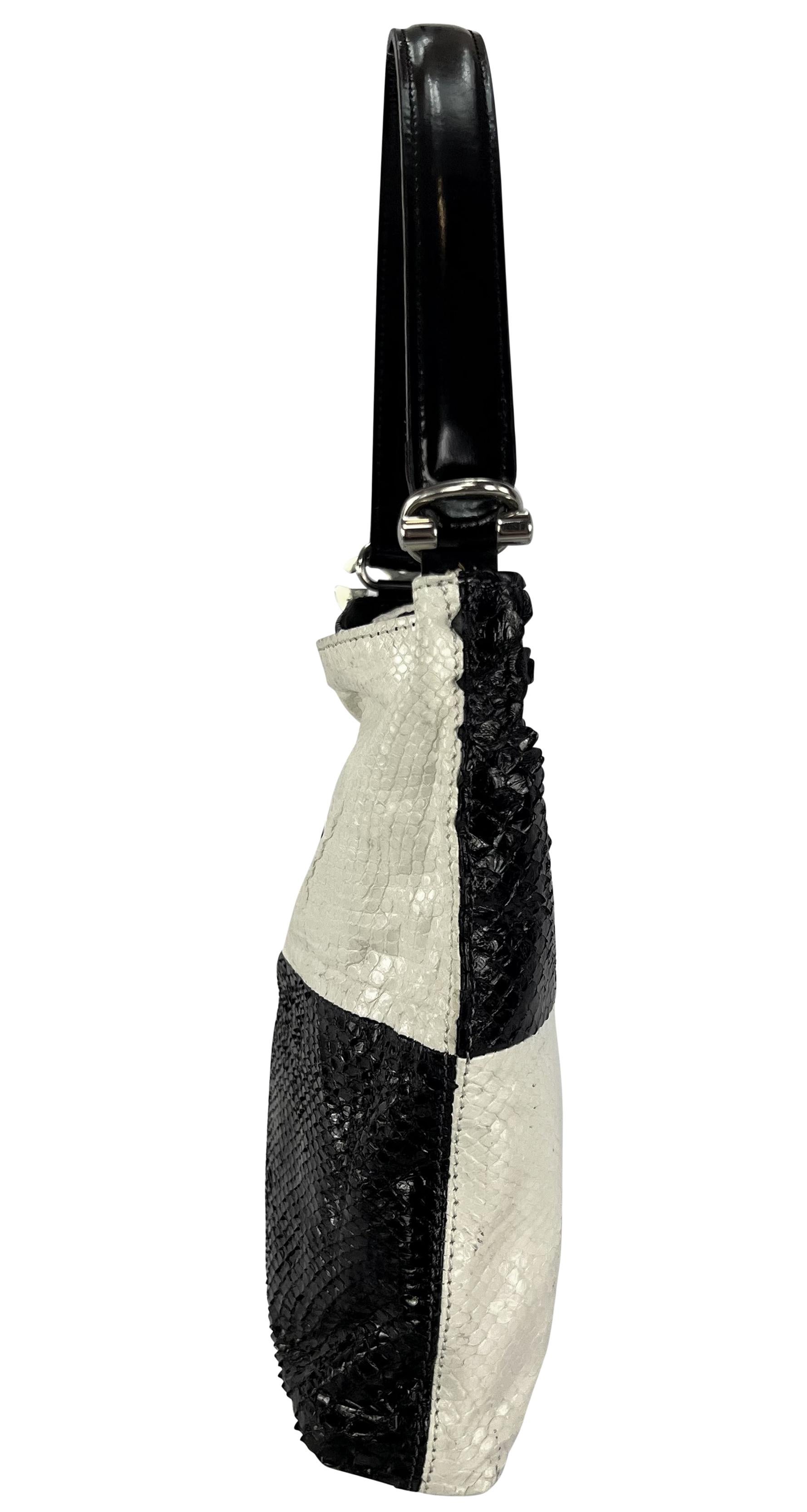 1990 Dolce & Gabbana Black White Colorblock Genuine Python DG Logo Shoulder Bag Pour femmes en vente