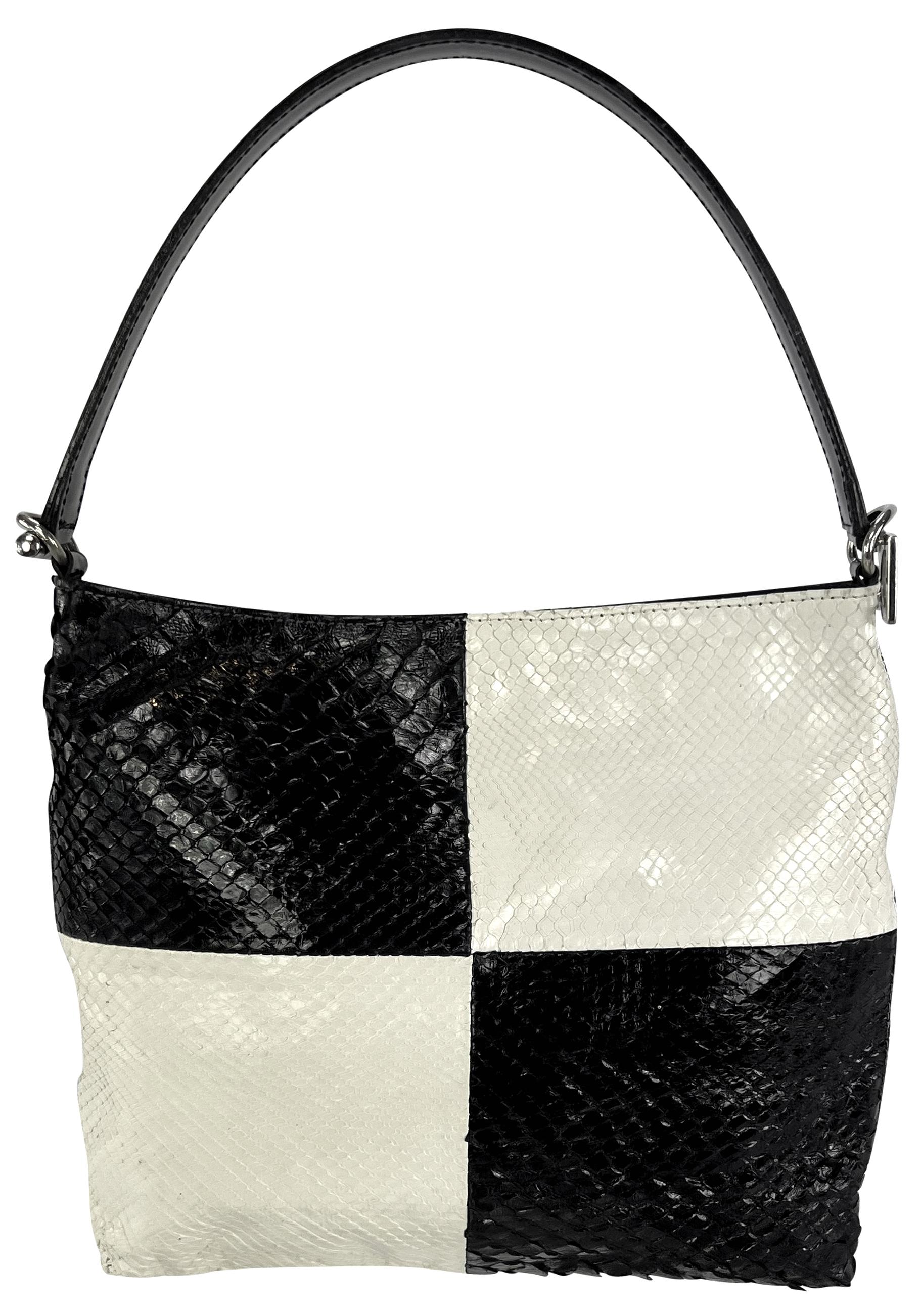 1990 Dolce & Gabbana Black White Colorblock Genuine Python DG Logo Shoulder Bag en vente 1