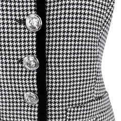 1990s Dolce & Gabbana Black White Houndstooth Pleated Skirt Vest Set