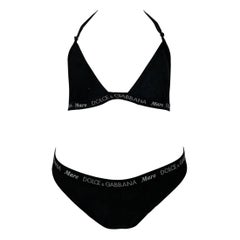 1990's Dolce & Gabbana Black & White Logo Bikini Swimwear
