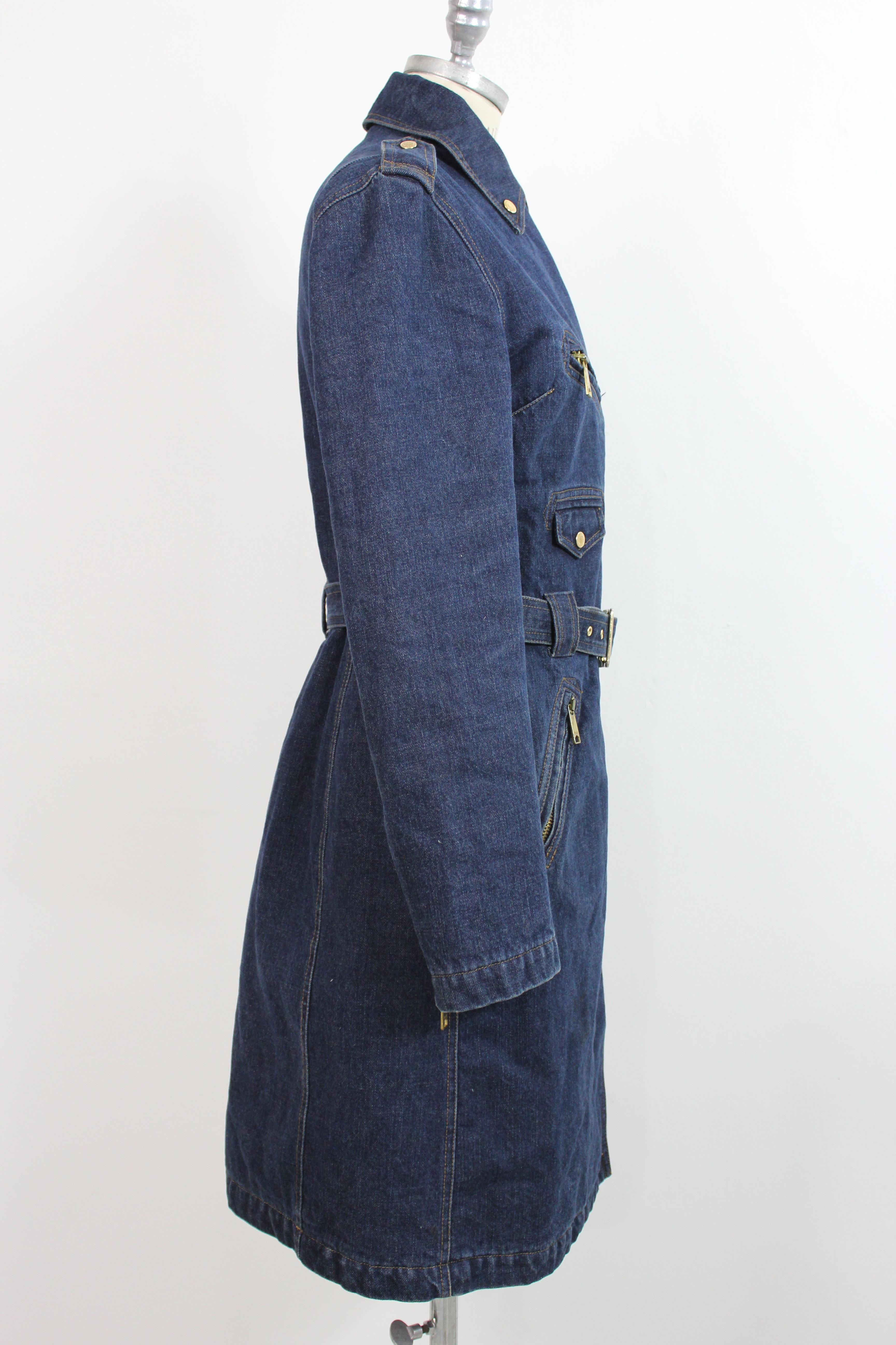 Women's 1990s Dolce & Gabbana Blue Cotton Jeans Trench Long Coat