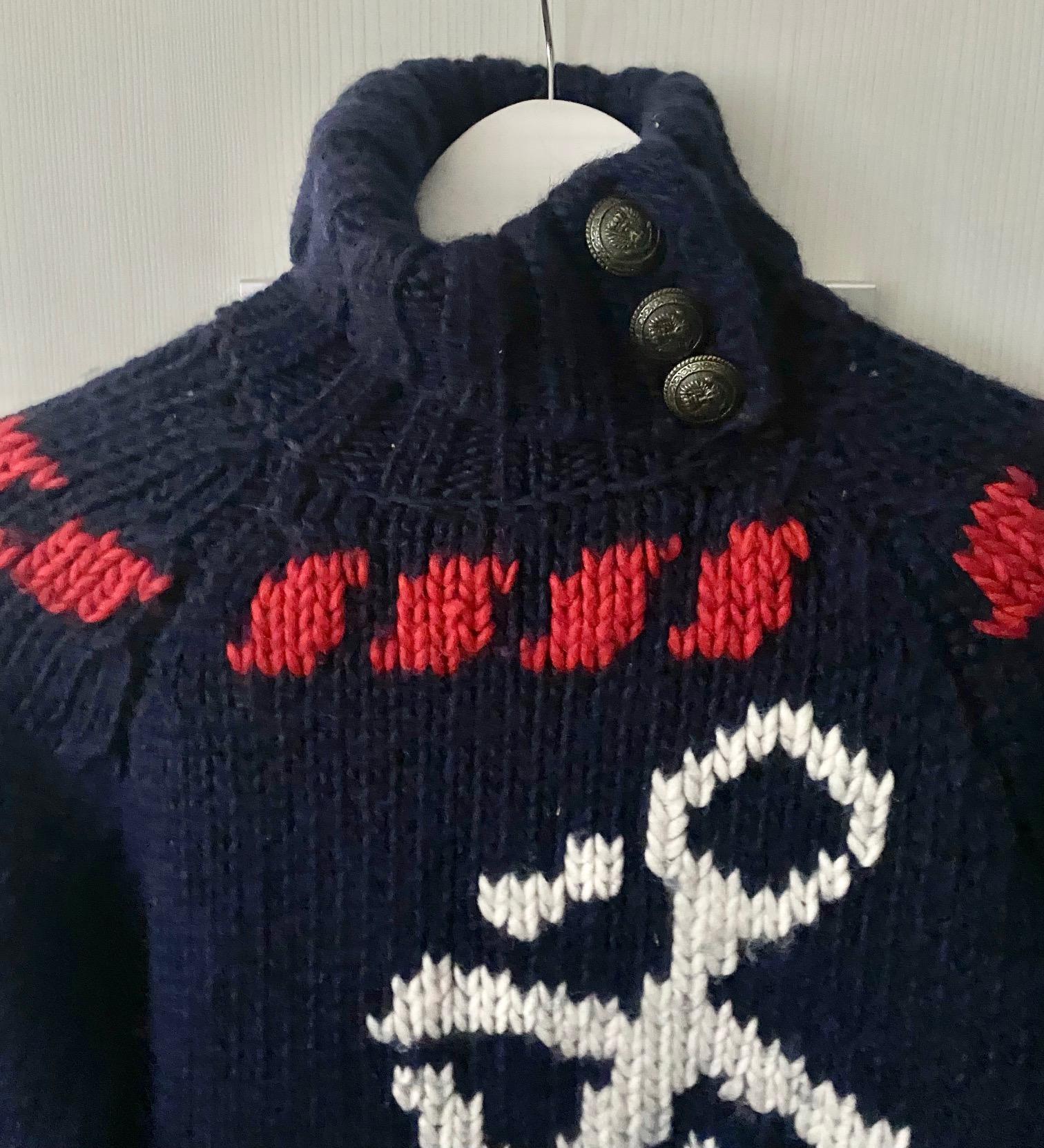 1990s Dolce & Gabbana Blue Nautica Roller Neck Wool Sweater  In Good Condition In London, GB